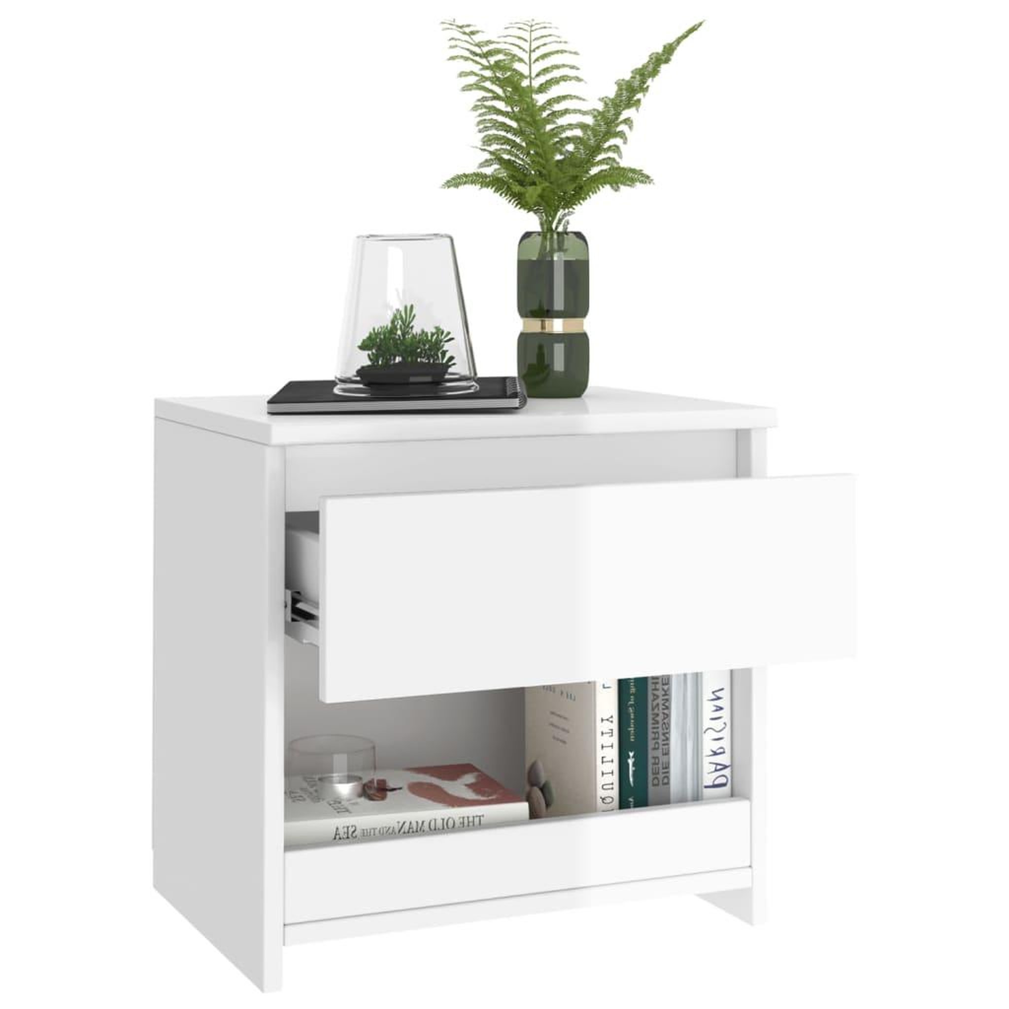 Voir la diapositive 3 : VIDAXL Table de chevet blanc brillant 40x30x39 cm bois d'ingenierie