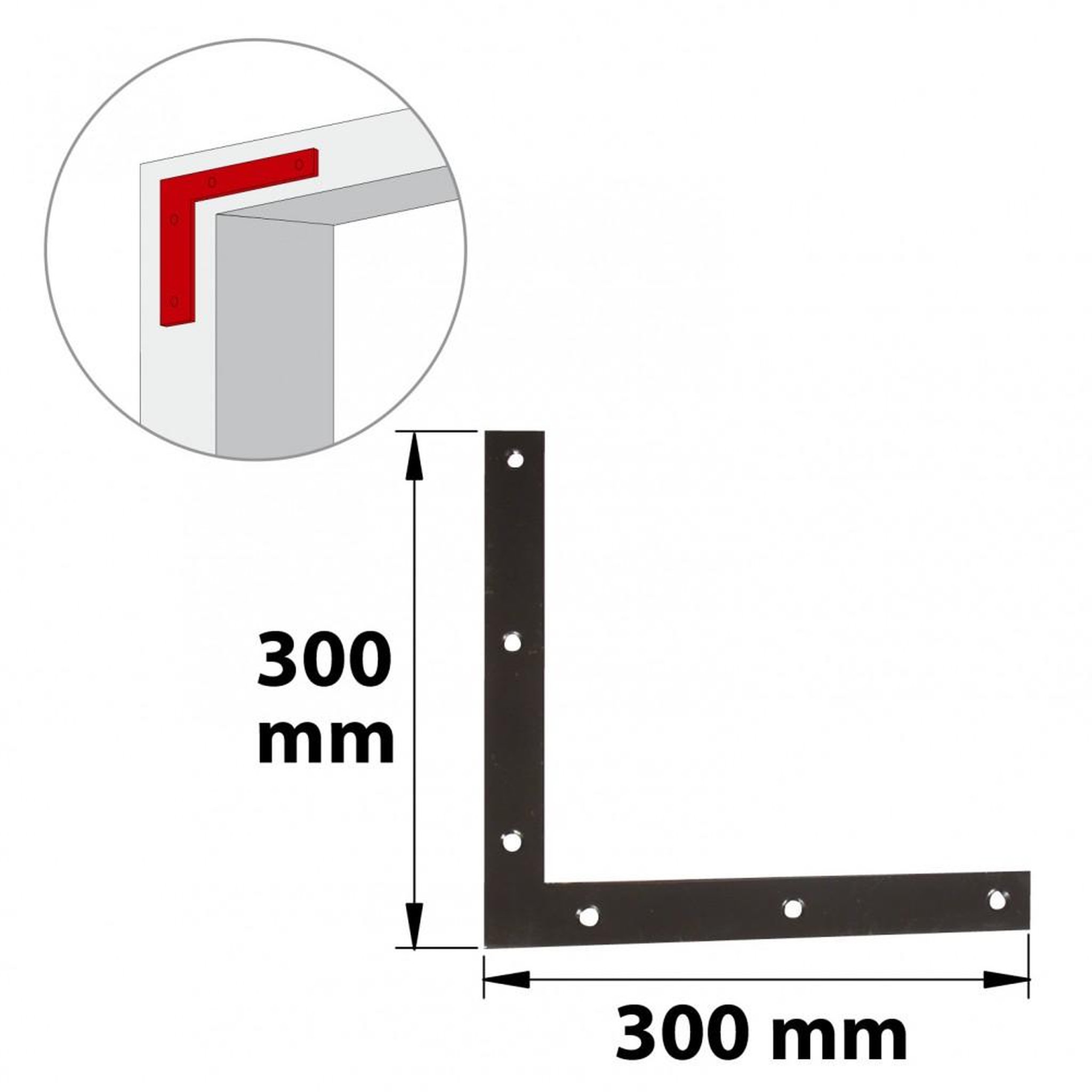 CENTRALE BRICO Equerre découpée acier prépeint, H.300 x L.300 x P.4 mm