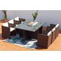 Voir la diapositive 2 : CONCEPT USINE Table et chaises 6 places encastrables résine marron-blanc MIAMI