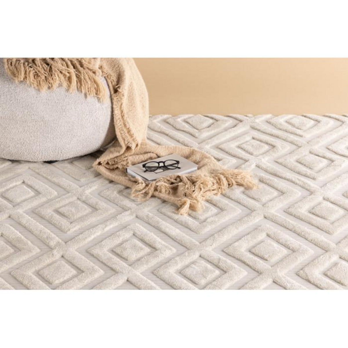 Paris Prix Tapis Shaggy Déco  Pia  200x290cm Naturel