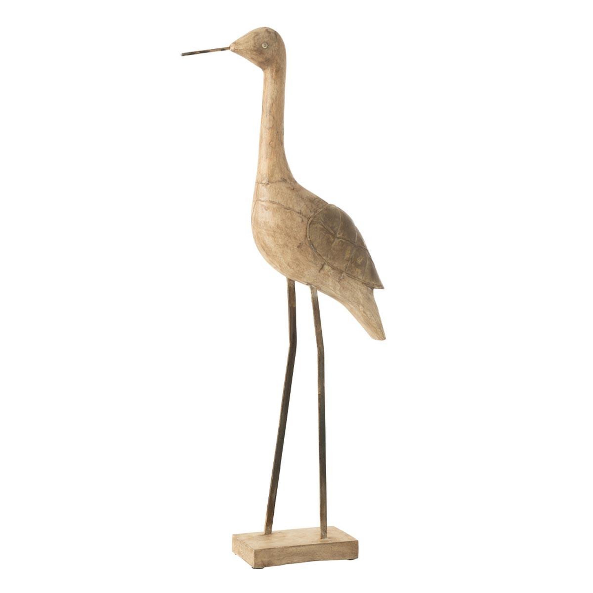 J-LINE Statue déco oiseau en bois  denny  86cm marron
