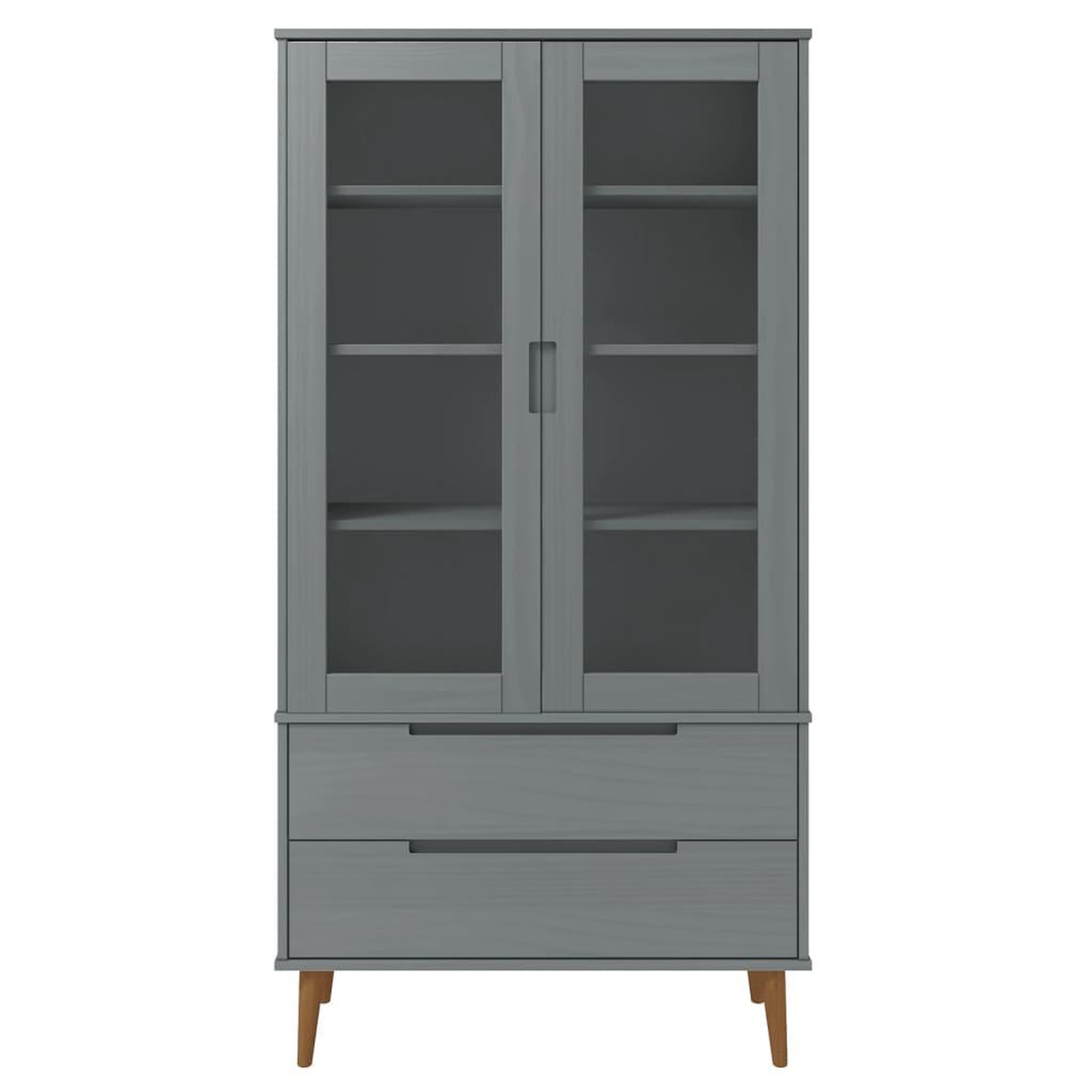 Voir la diapositive 4 : VIDAXL Armoire a vitrine MOLDE Gris 90x35x175 cm Bois de pin massif