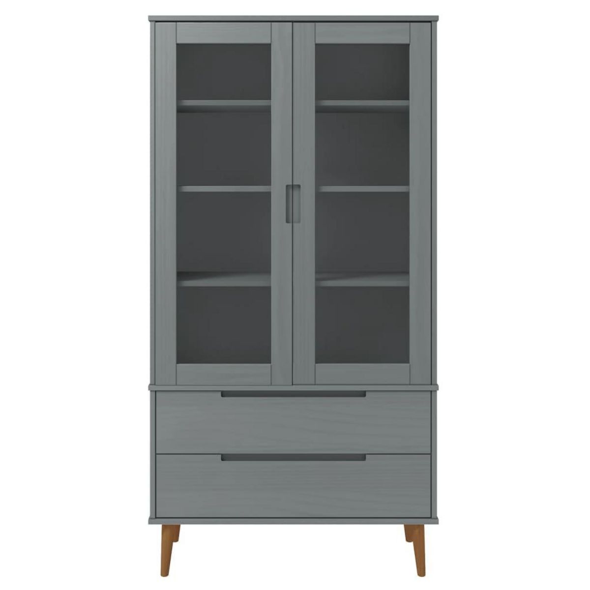 VIDAXL Armoire a vitrine MOLDE Gris 90x35x175 cm Bois de pin massif