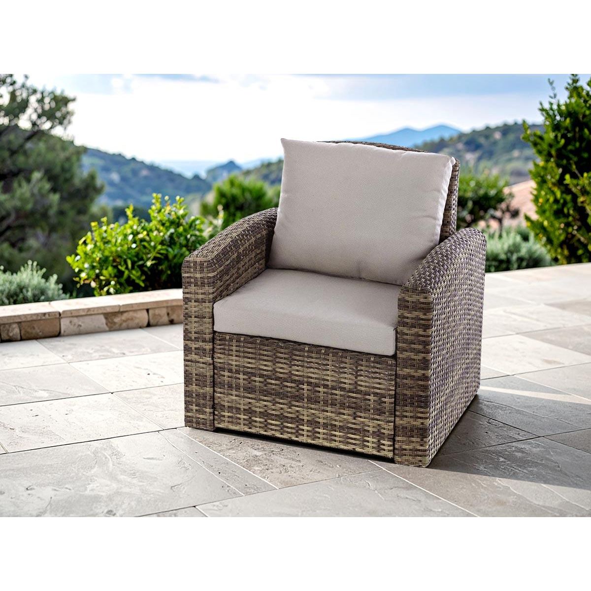 HESPERIDE Fauteuil de jardin en résine tressée Polynesia Naturae - Hespéride