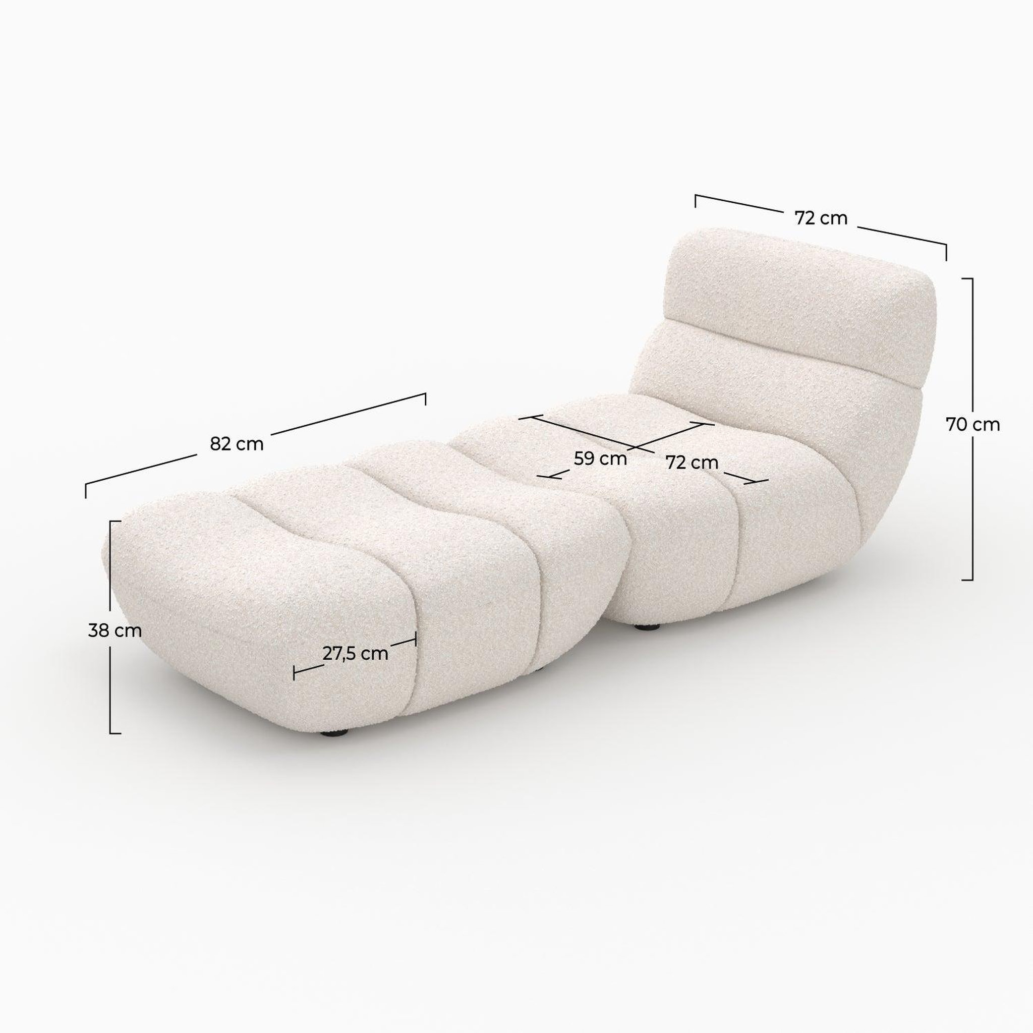 Voir la diapositive 4 : MAISON PAVANE Ensemble fauteuil et pouf en tissu bouclé blanc-teddy