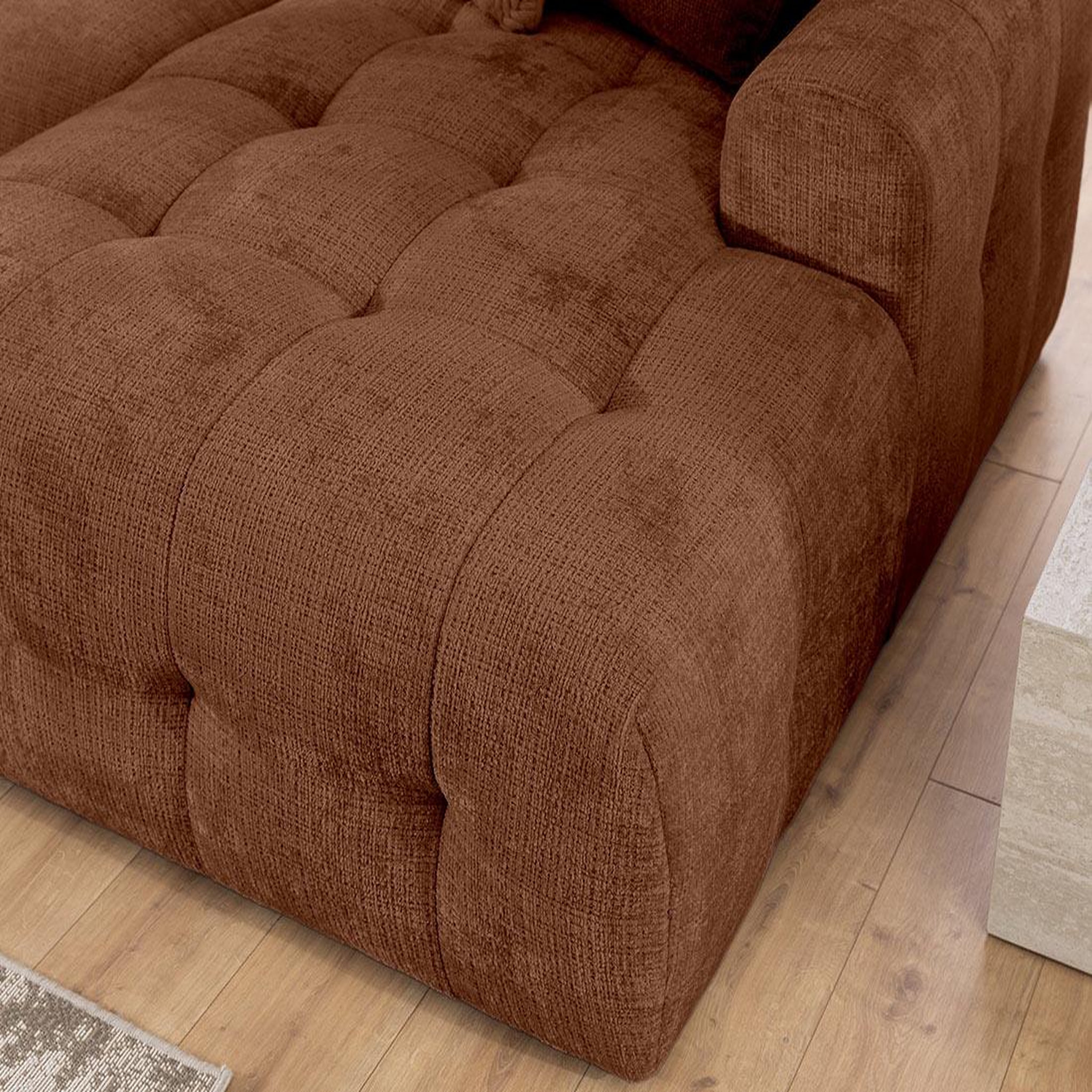Voir la diapositive 5 : BEST MOBILIER Diane - canapé panoramique en u 6 places en velours texturé