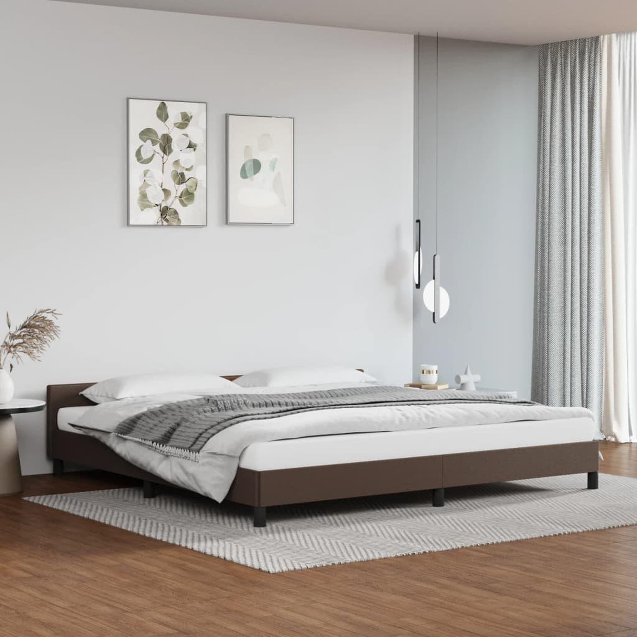 Voir la diapositive 1 : VIDAXL Cadre de lit avec tete de lit sans matelas marron 200x200 cm