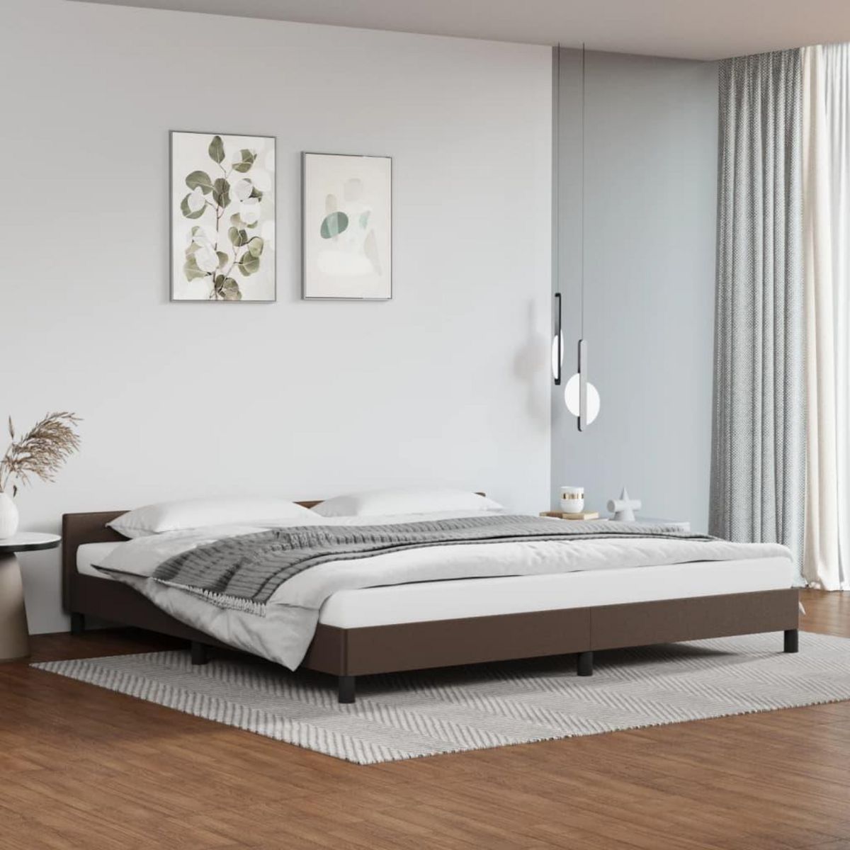 VIDAXL Cadre de lit avec tete de lit sans matelas marron 200x200 cm
