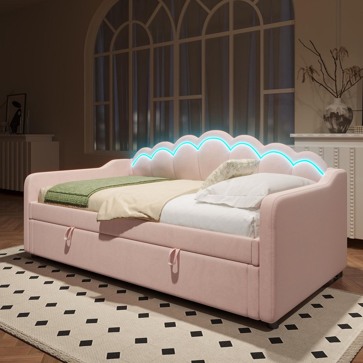 MERAX Lit coffre rembourré 90x200cm