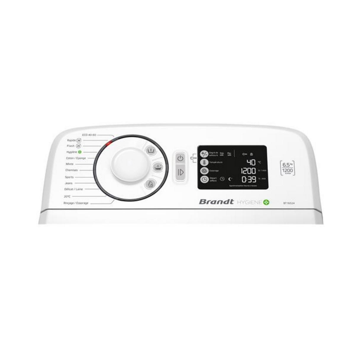BRANDT Lave-linge top 40cm 6.5kg 1200 tours/min - BT16524