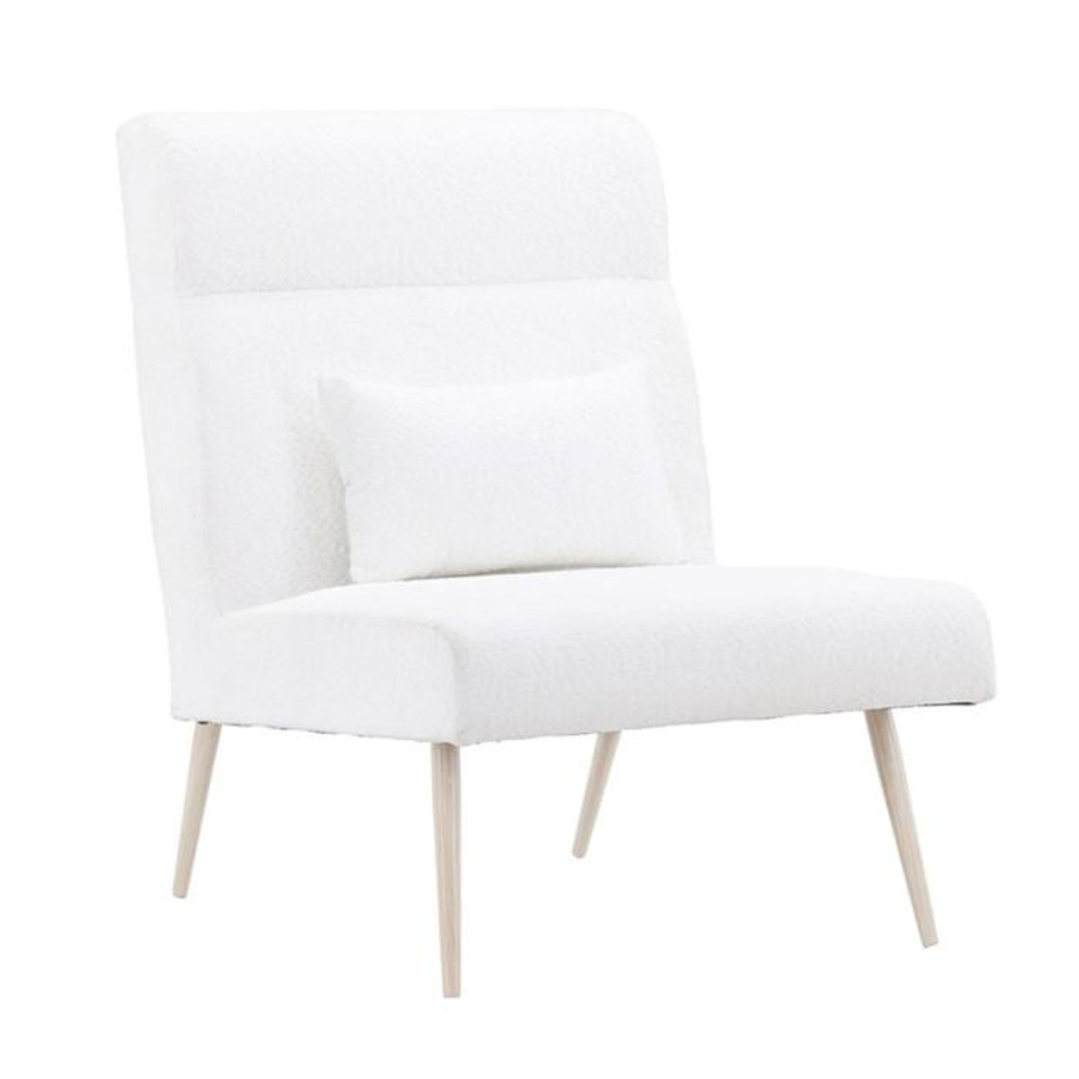 Paris Prix Fauteuil en Tissu Bouclette  Bloom  95cm Blanc