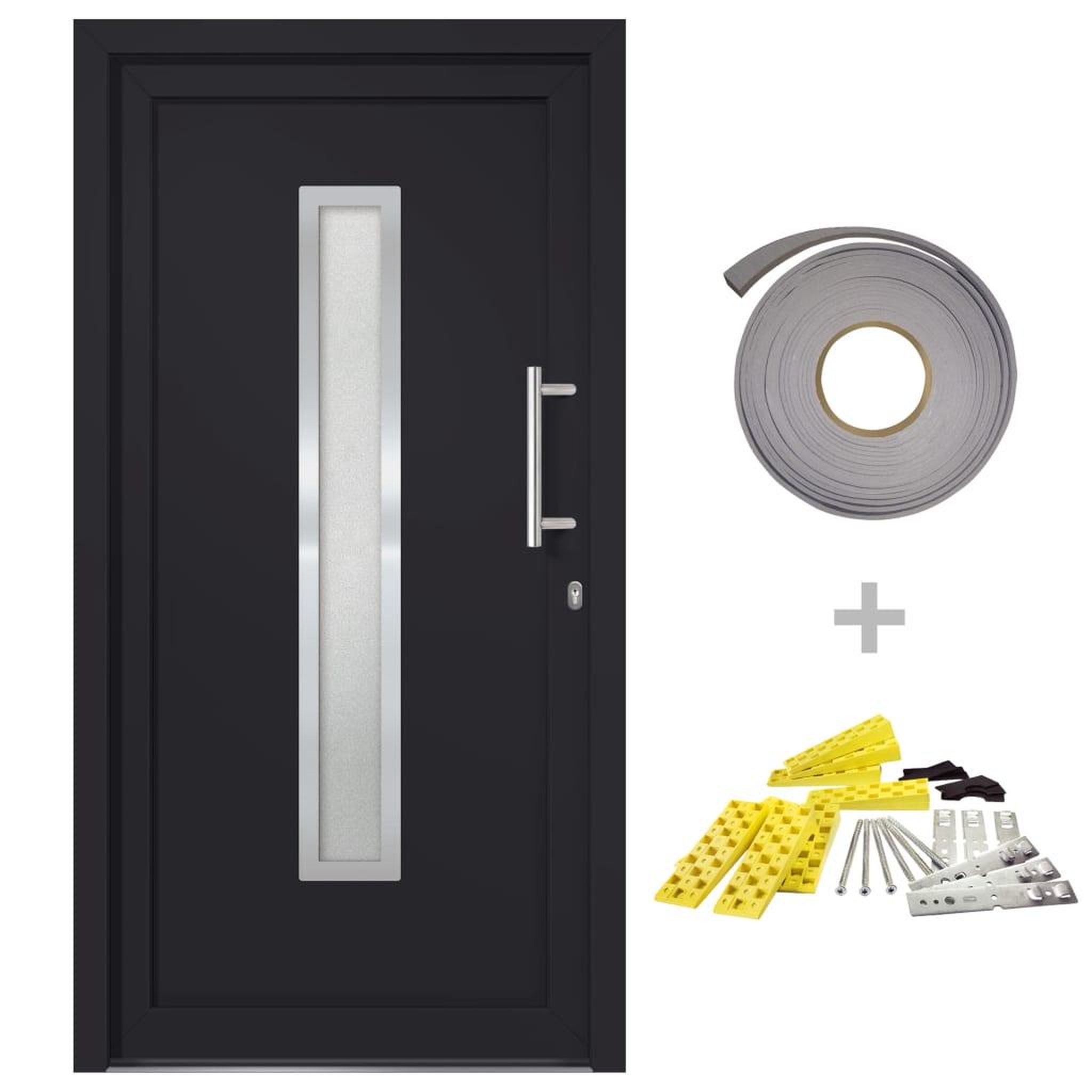 Voir la diapositive 2 : VIDAXL Porte d'entree Anthracite 98x208 cm