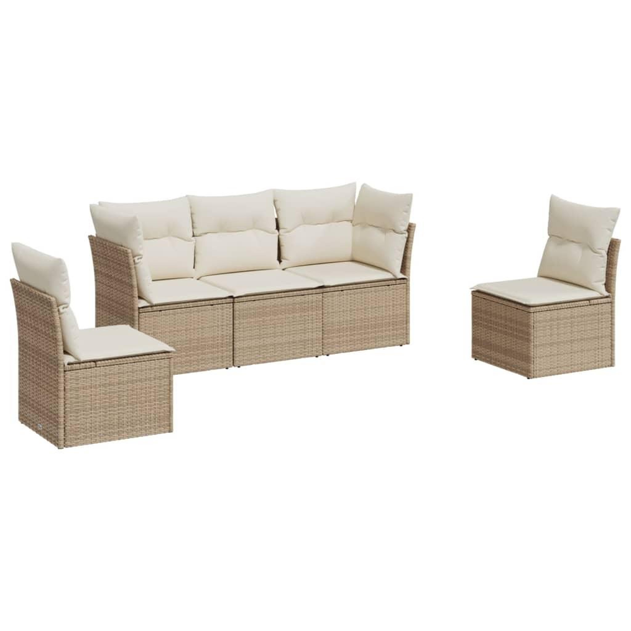 Voir la diapositive 2 : VIDAXL Salon de jardin avec coussins 5 pcs beige resine tressee