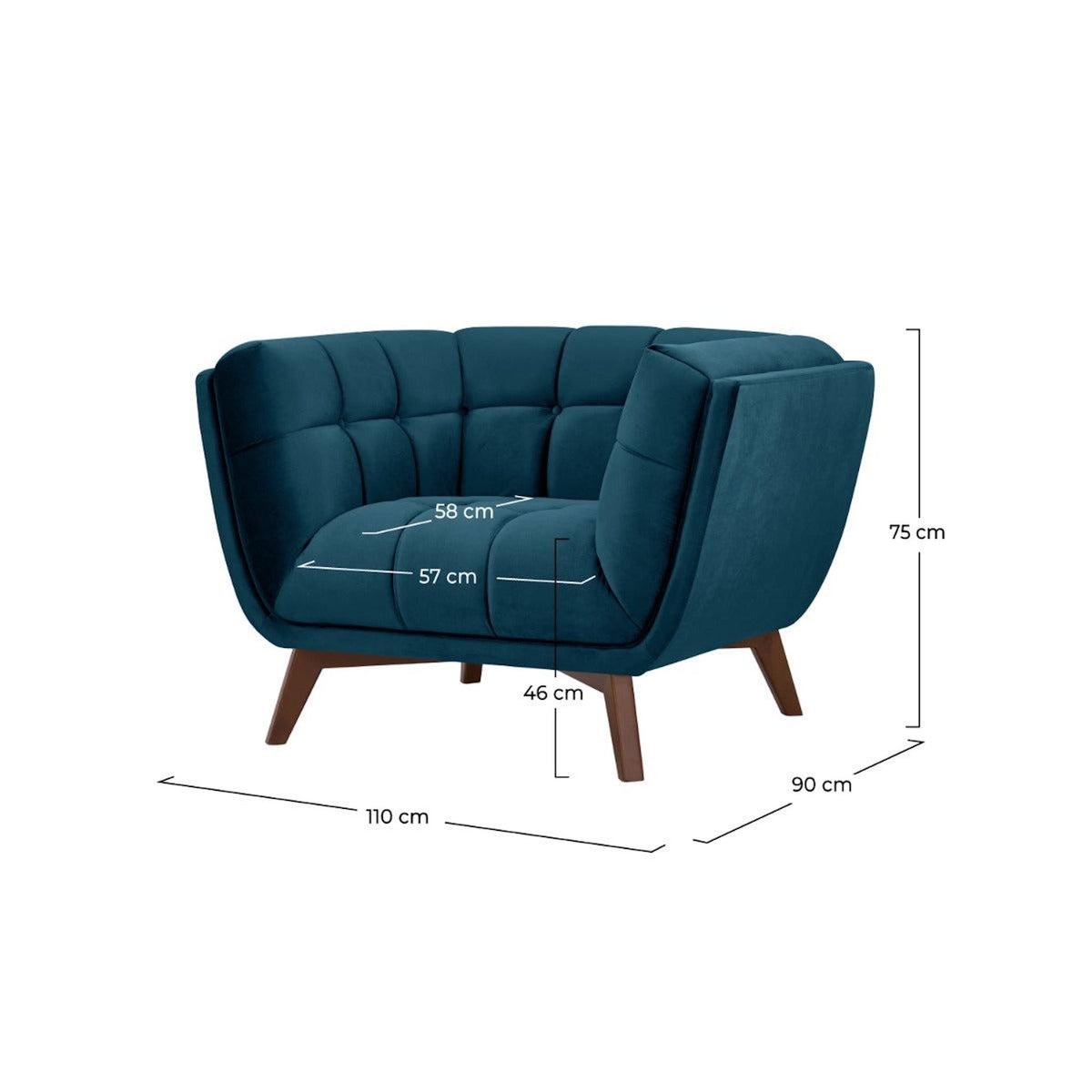 Rendez vous déco Fauteuil en velours bleu foncé-Mona
