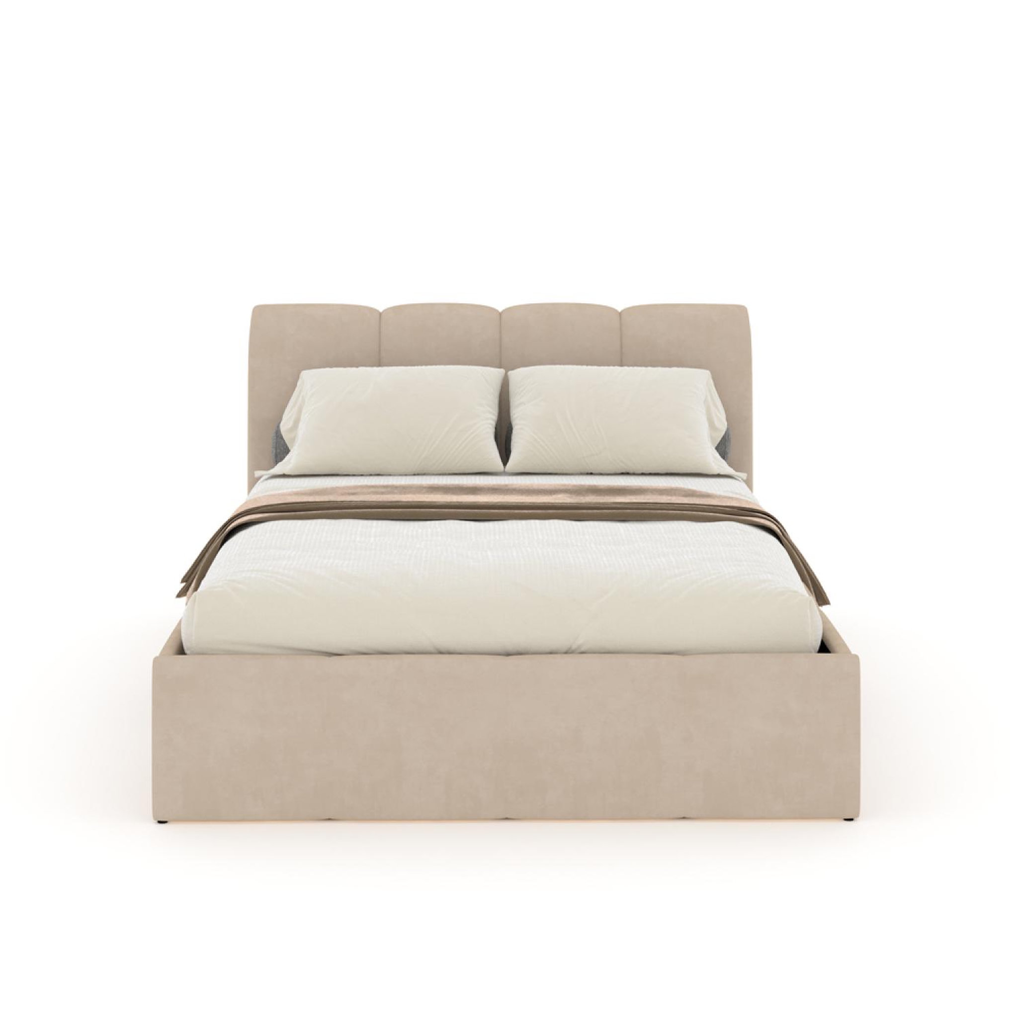 Voir la diapositive 5 : CONCEPT USINE Lit coffre style nuage led 160x200cm velours beige baltimore