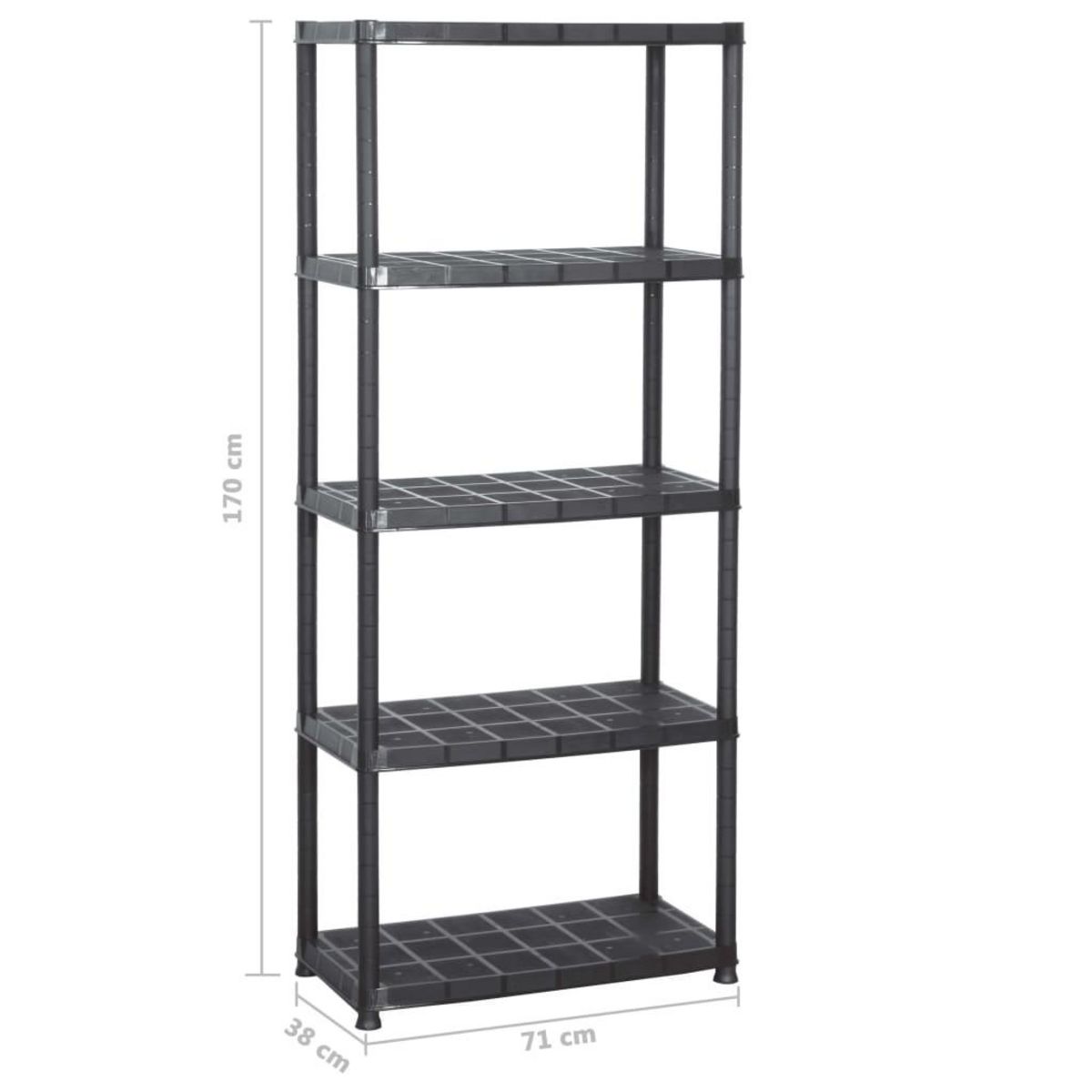VIDAXL Etagere de rangement a 5 niveaux Noir 71x38x170 cm Plastique