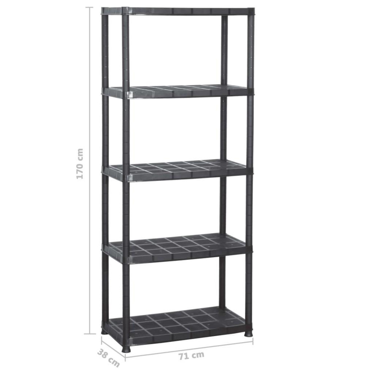 VIDAXL Etagere de rangement a 5 niveaux Noir 71x38x170 cm Plastique