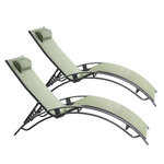 CONCEPT USINE Lot de 2 transats ajustables gris et kaki CALI
