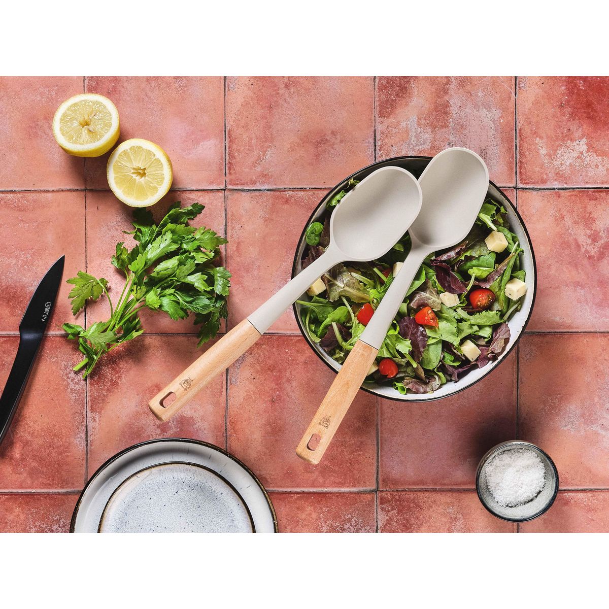 BJORN Couverts à salade en bois et silicone GUNNAR