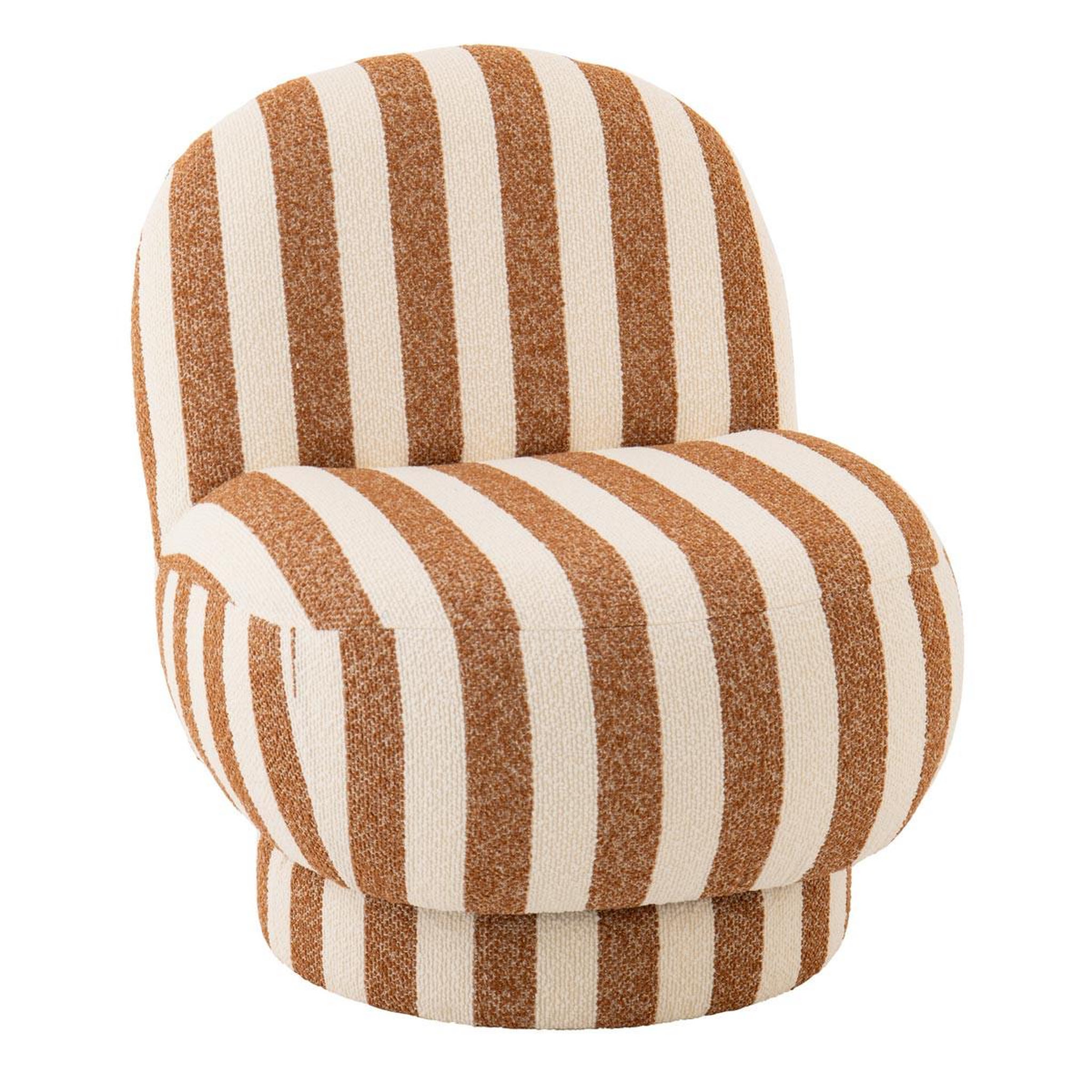 J-LINE Fauteuil à Rayures  Ligné  76cm Camel & Blanc Cassé