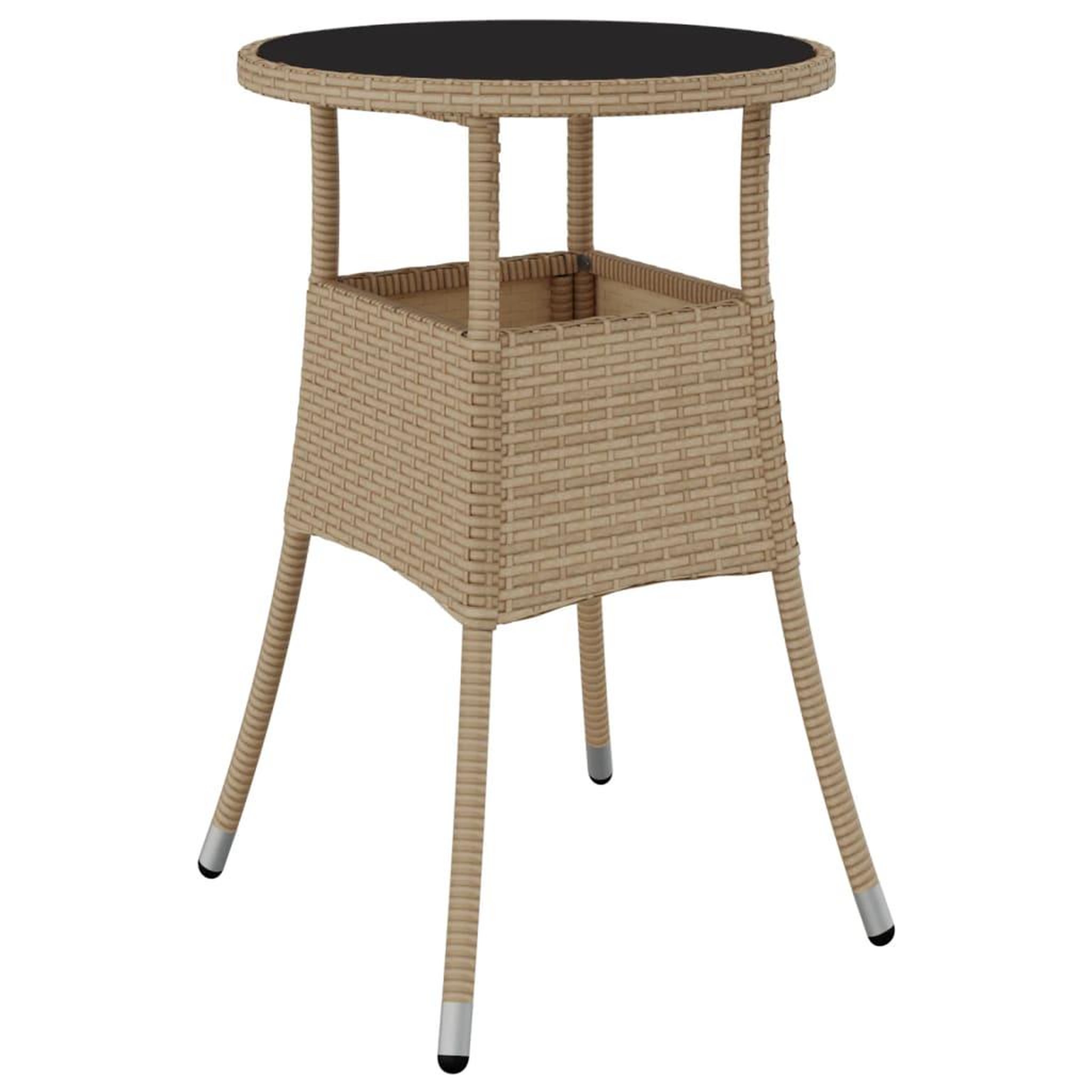 Voir la diapositive 4 : VIDAXL Ensemble a manger de jardin et coussins 3 pcs beige rotin verre