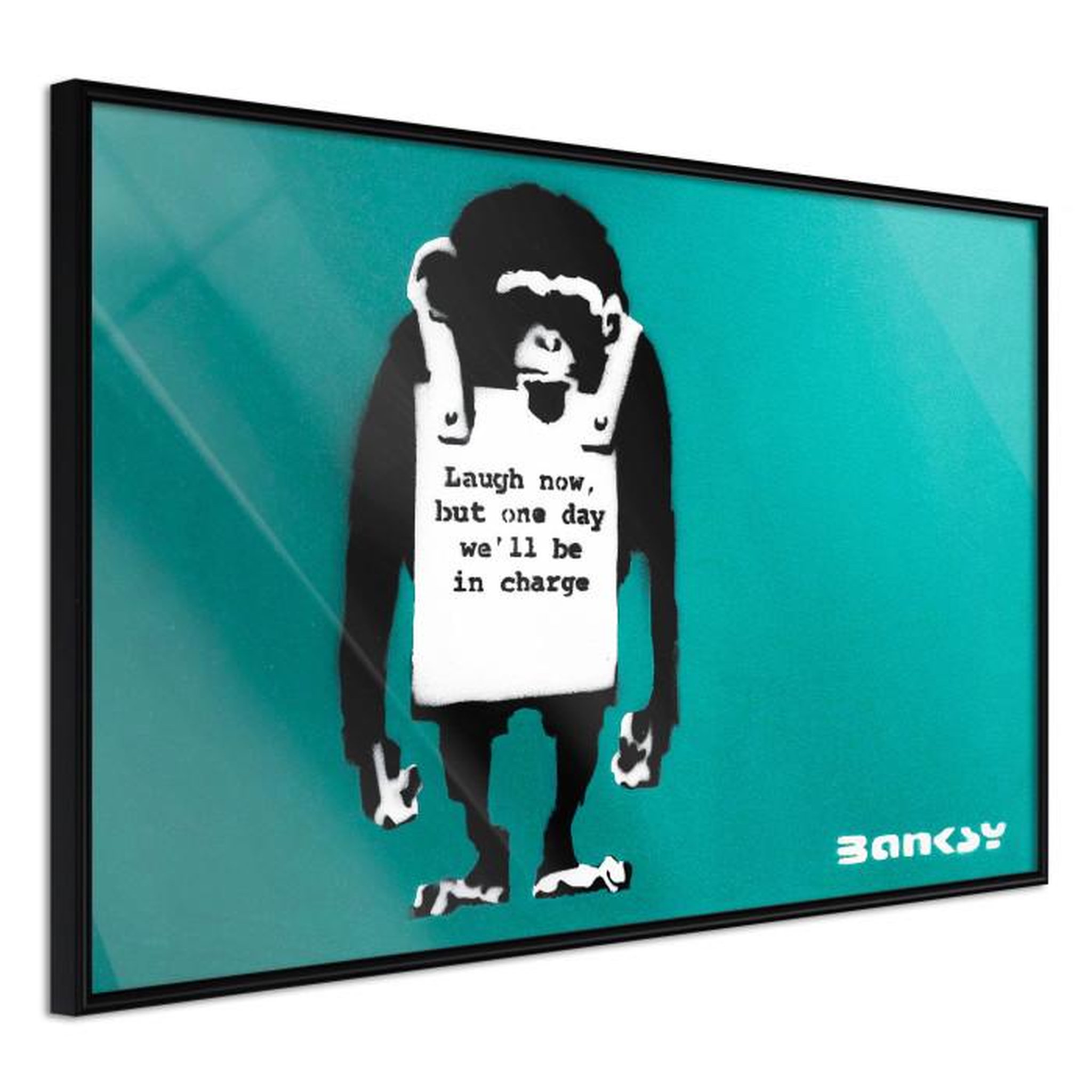 Paris Prix Affiche Murale Encadrée  Banksy Laugh Now. Coloris disponibles : Jaune, Noir