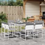 VIDAXL Ensemble a manger de jardin avec coussins 9 pcs blanc textilene