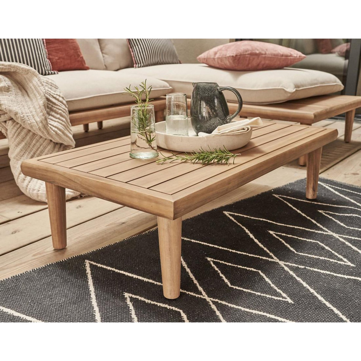 BEST MOBILIER Papeete - salon bas de jardin 4 places + table – en bois d'acacia fsc  100%
