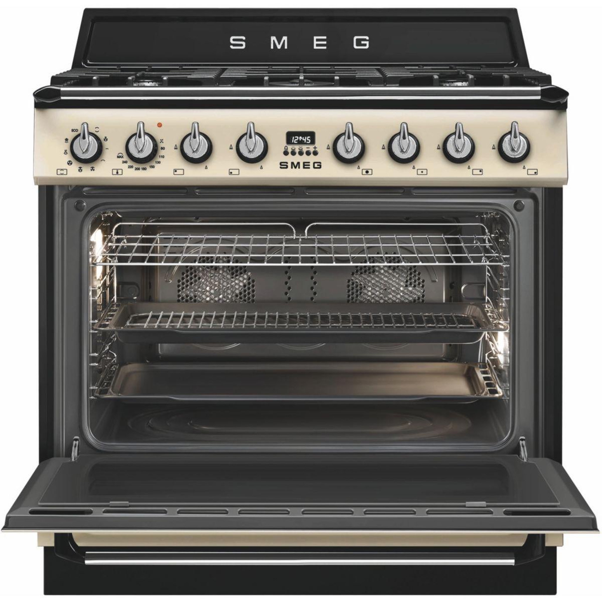 Voir la diapositive 5 : SMEG Piano de cuisson gaz tr90gmp