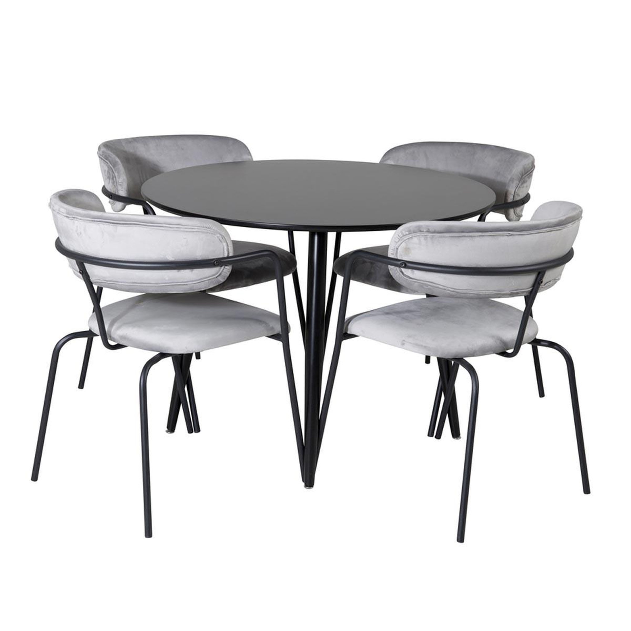 Paris Prix Ensemble table à manger & 4 chaises  plaza & arrow  100cm noir & gris