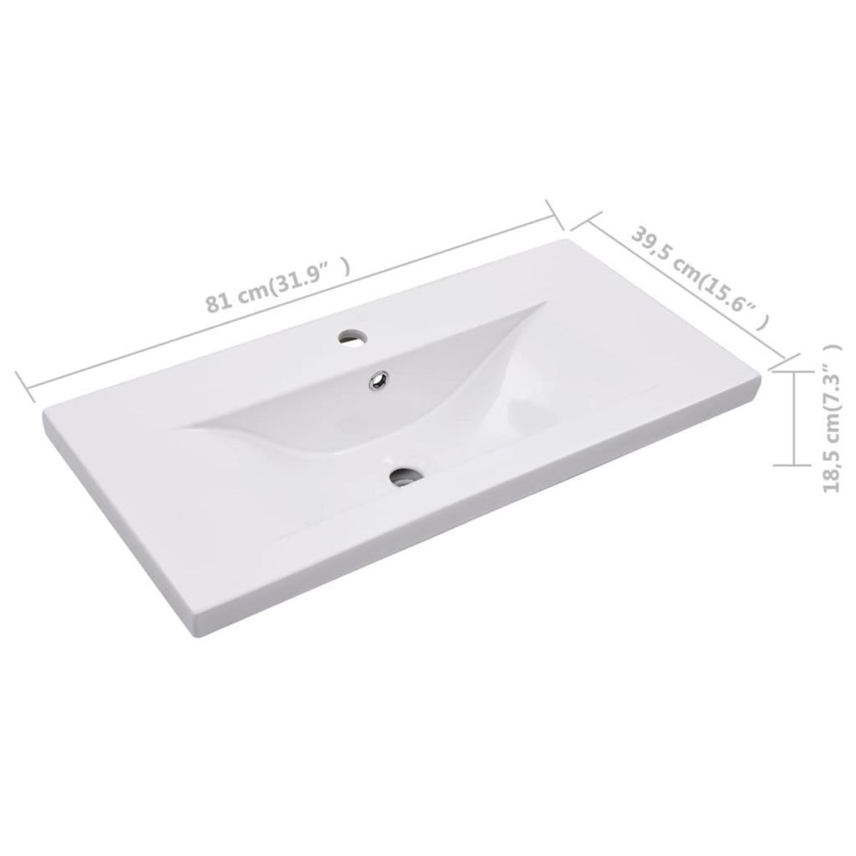 VIDAXL Lavabo encastre 81 x 39,5 x 18,5 cm Ceramique Blanc