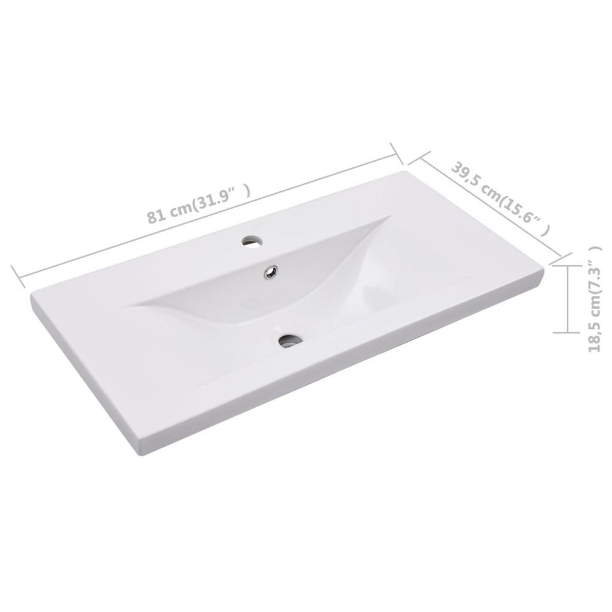 VIDAXL Lavabo encastre 81 x 39,5 x 18,5 cm Ceramique Blanc