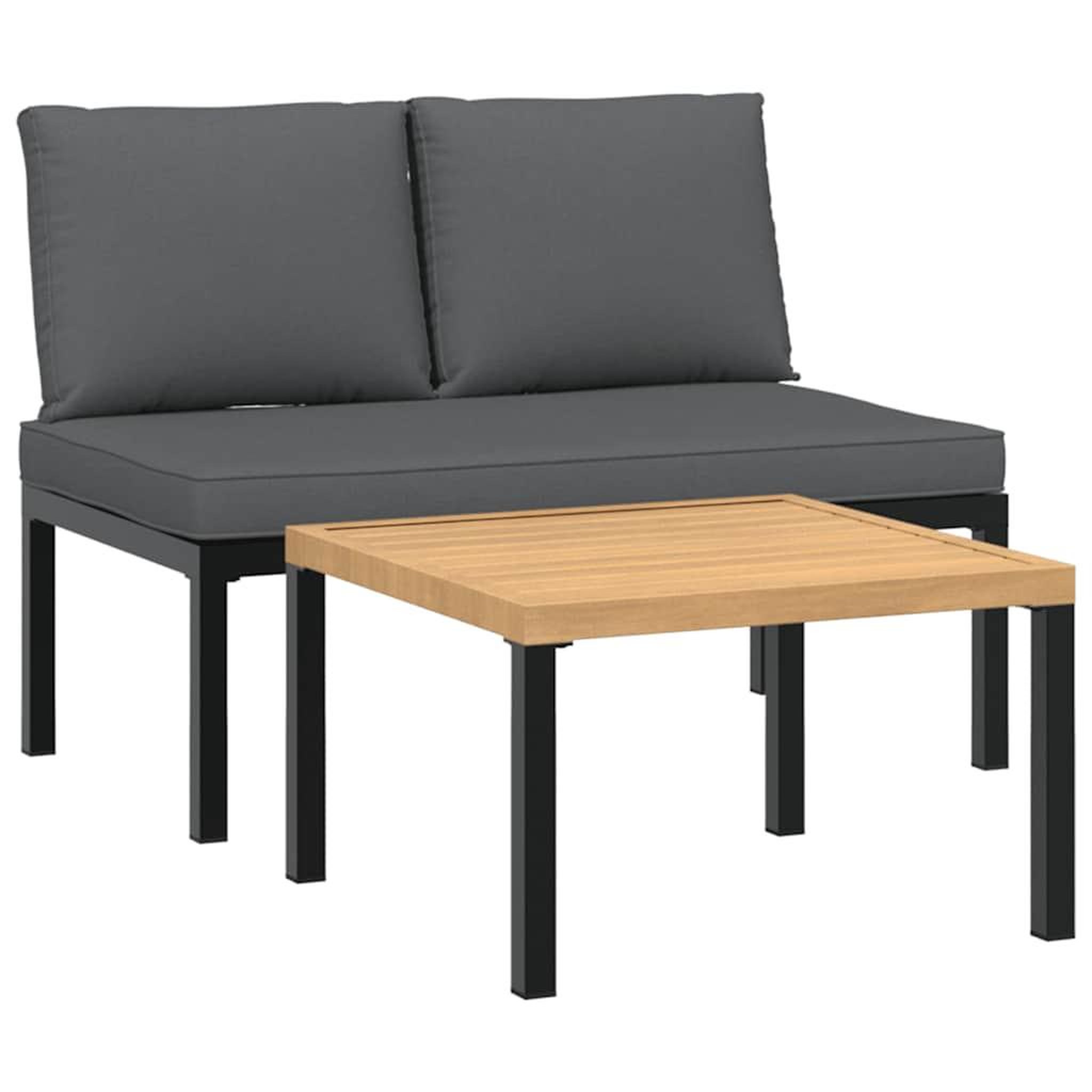Voir la diapositive 2 : VIDAXL Salon de jardin 2 pcs avec coussins noir aluminium