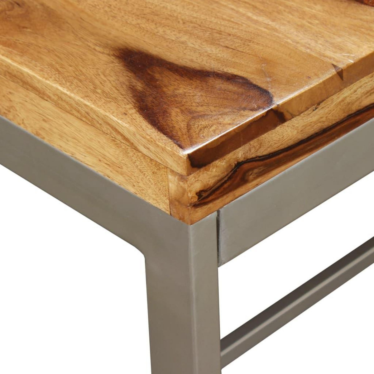 VIDAXL Table a manger Bois massif et acier 180 cm