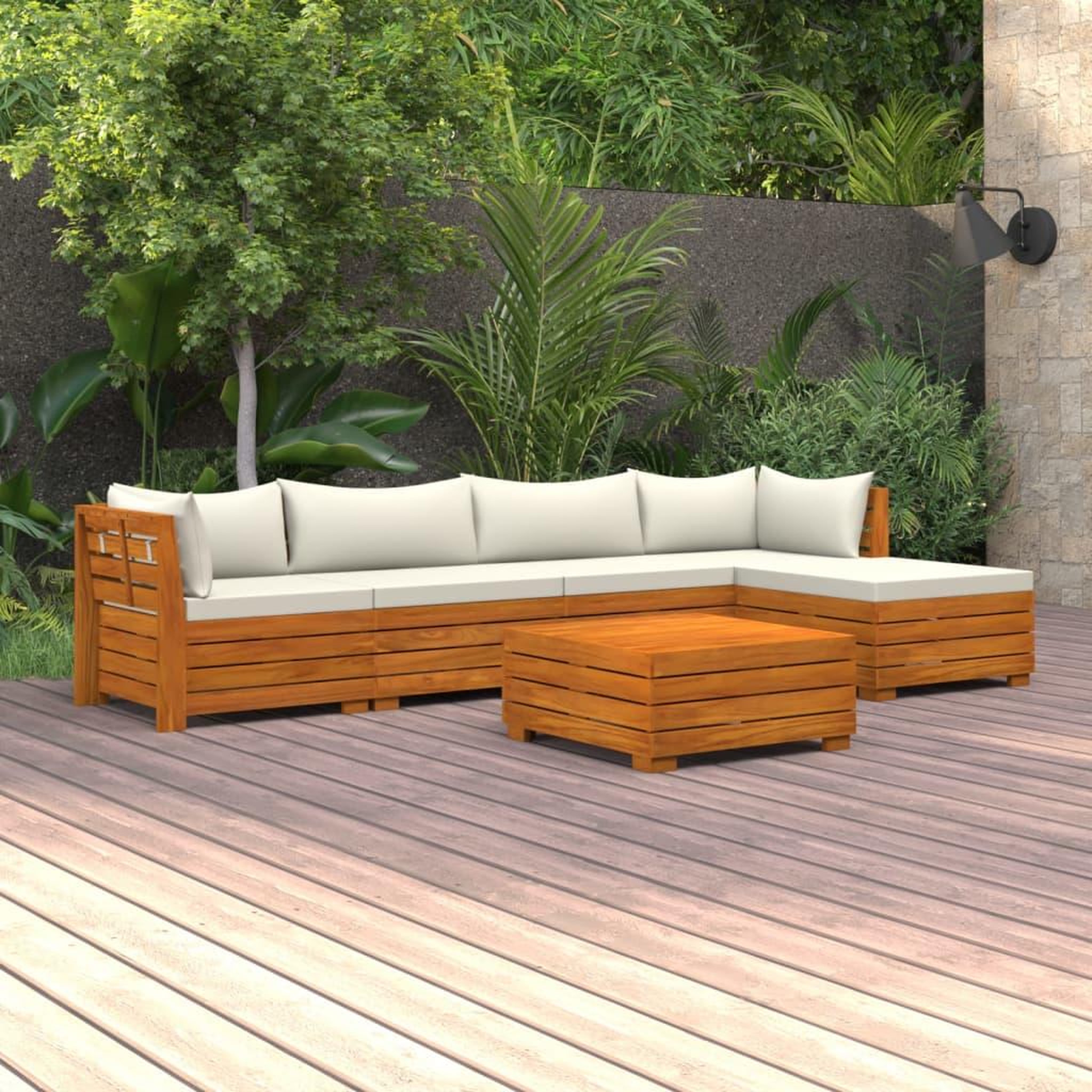 Voir la diapositive 1 : VIDAXL Salon de jardin 6 pcs avec coussins Bois d'acacia solide