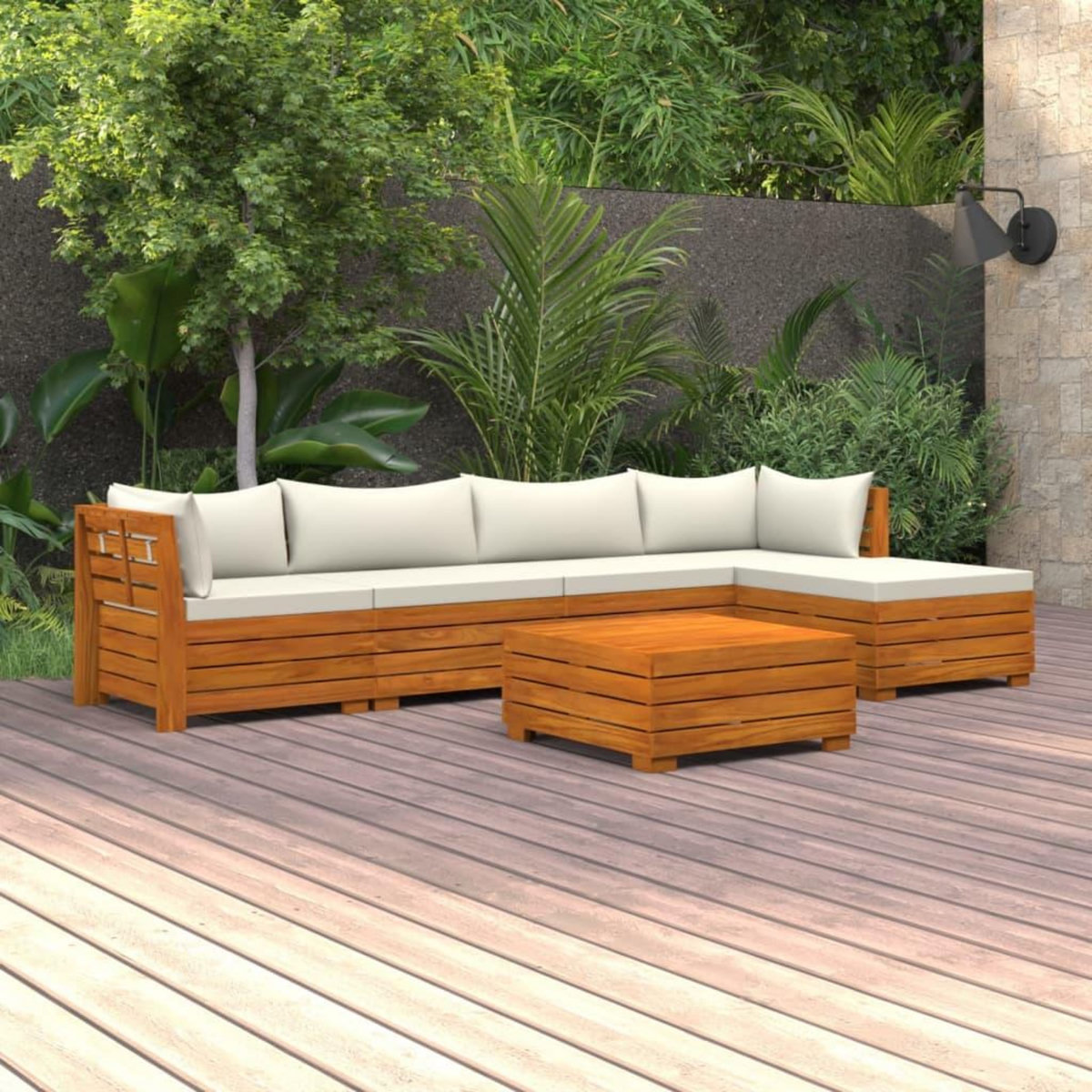 VIDAXL Salon de jardin 6 pcs avec coussins Bois d'acacia solide