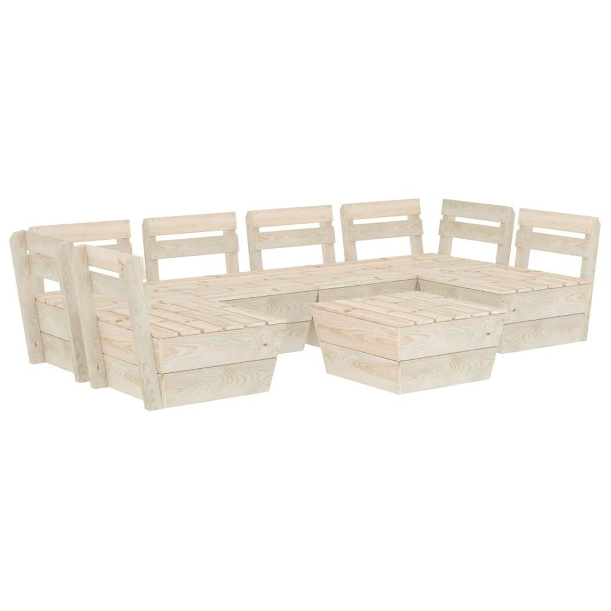 Voir la diapositive 2 : VIDAXL Salon de jardin palette 7 pcs Bois d'epicea impregne