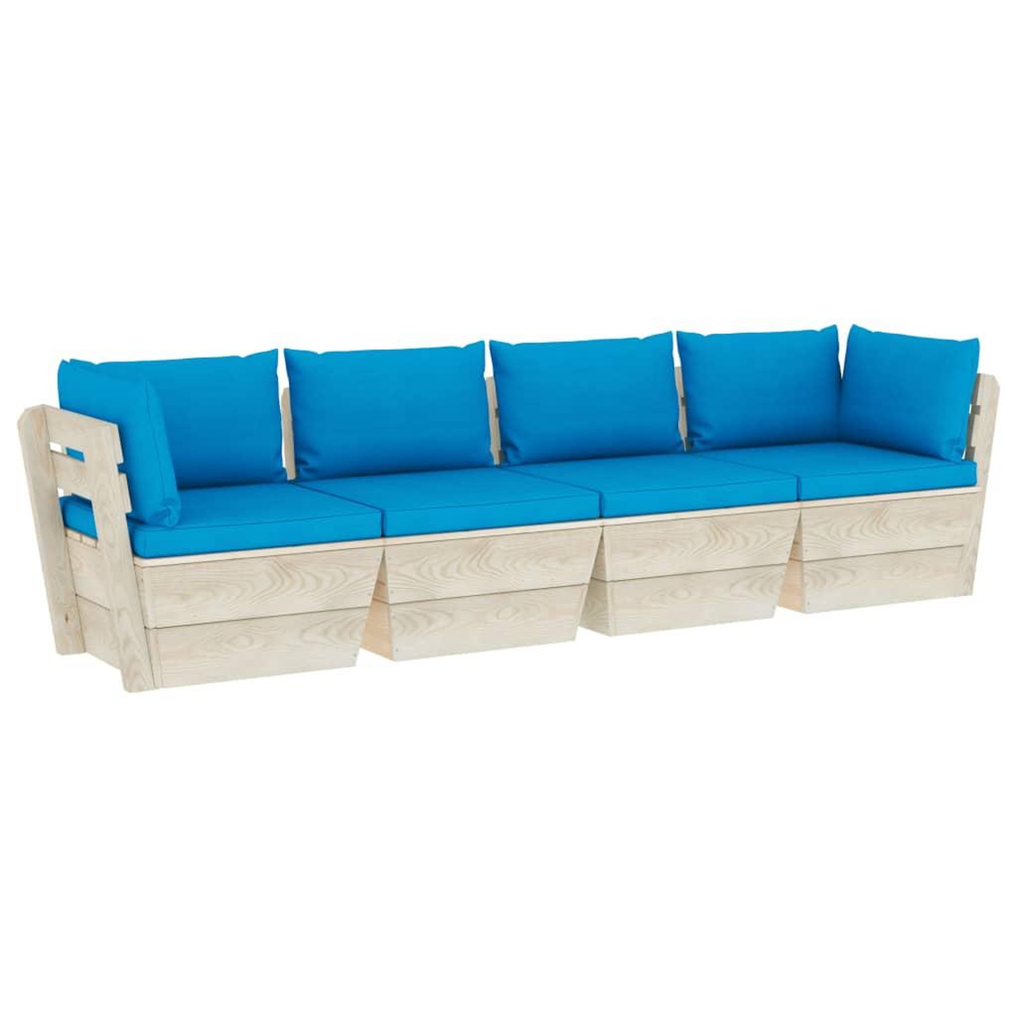 Voir la diapositive 2 : VIDAXL Canape palette a 4 places de jardin avec coussins Bois d'epicea