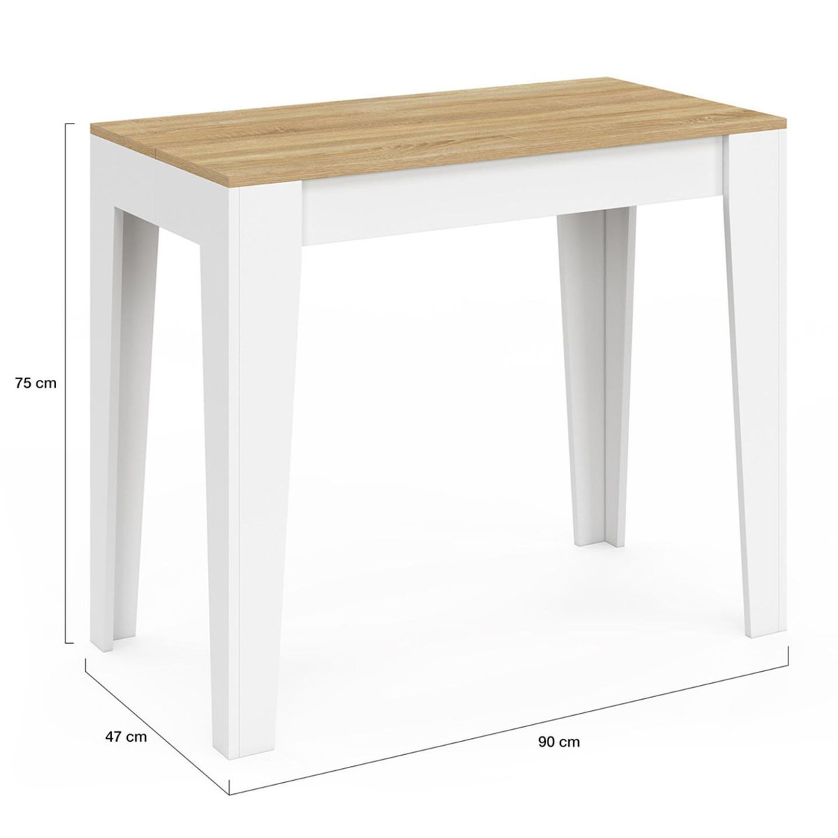 ID MARKET Table console extensible MICHEL 10 personnes 235 cm bois blanc et façon hêtre