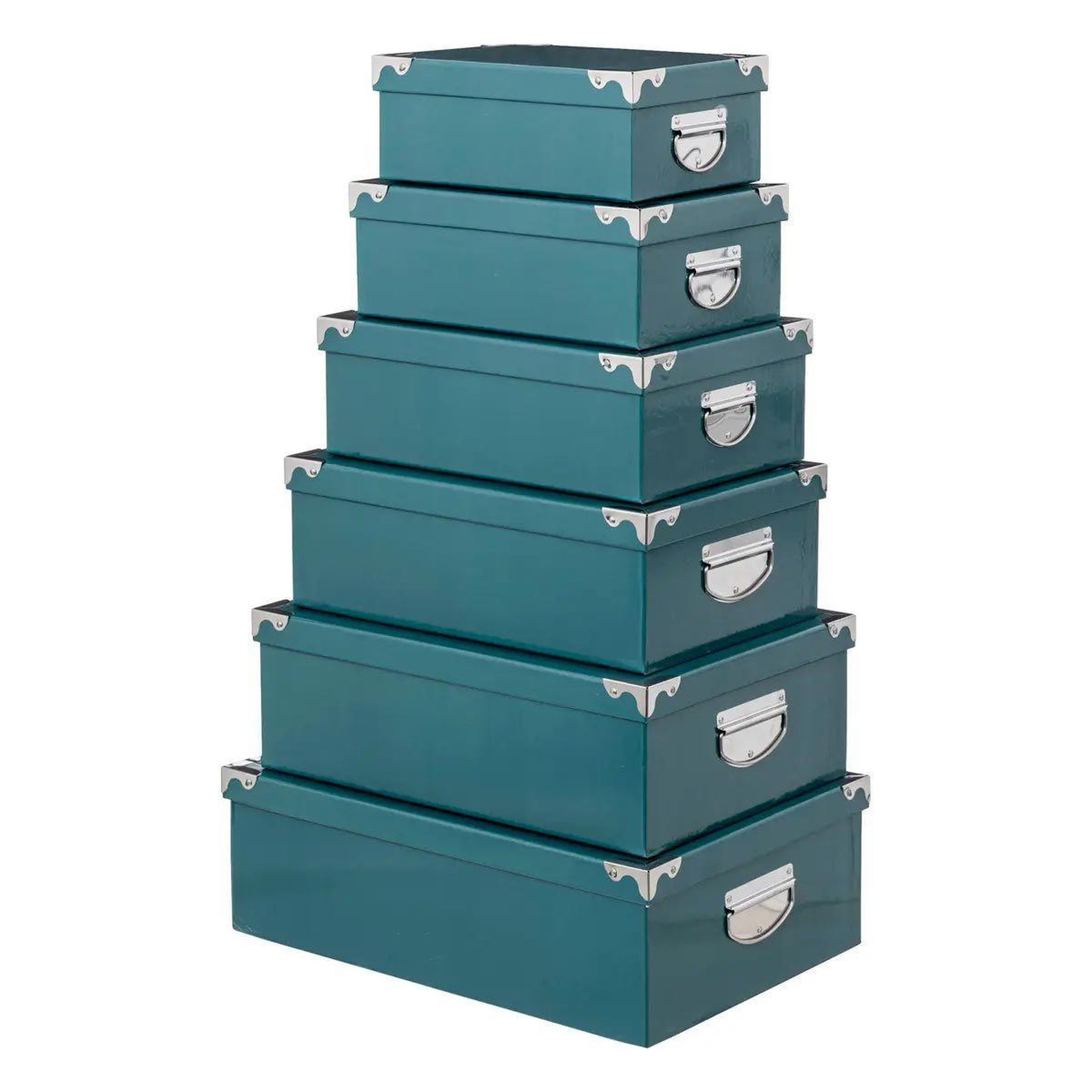 FIVE Set de 6 boîtes de rangement  uni  48cm bleu pétrole