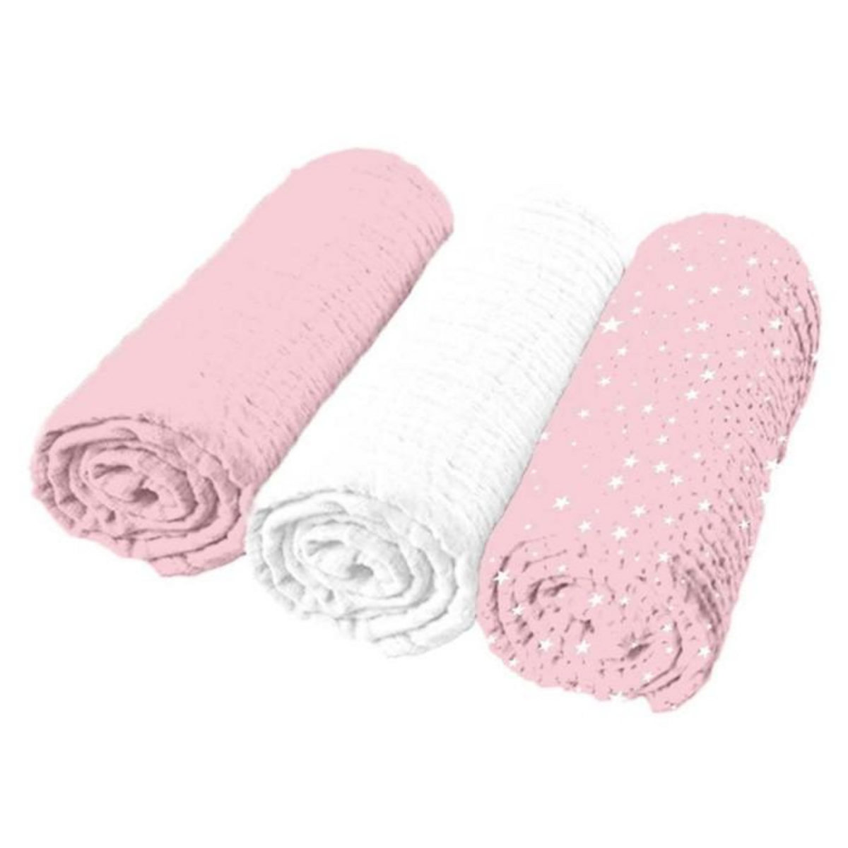 Paris Prix Lot de 3 Langes Bébé  Absorbant  70x70cm Rose