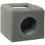 Voir la diapositive 1 : PAWHUT Panier chat pouf 2 en 1 - coussin amovible lavable - MDF PVC tissu aspect lin vert de gris