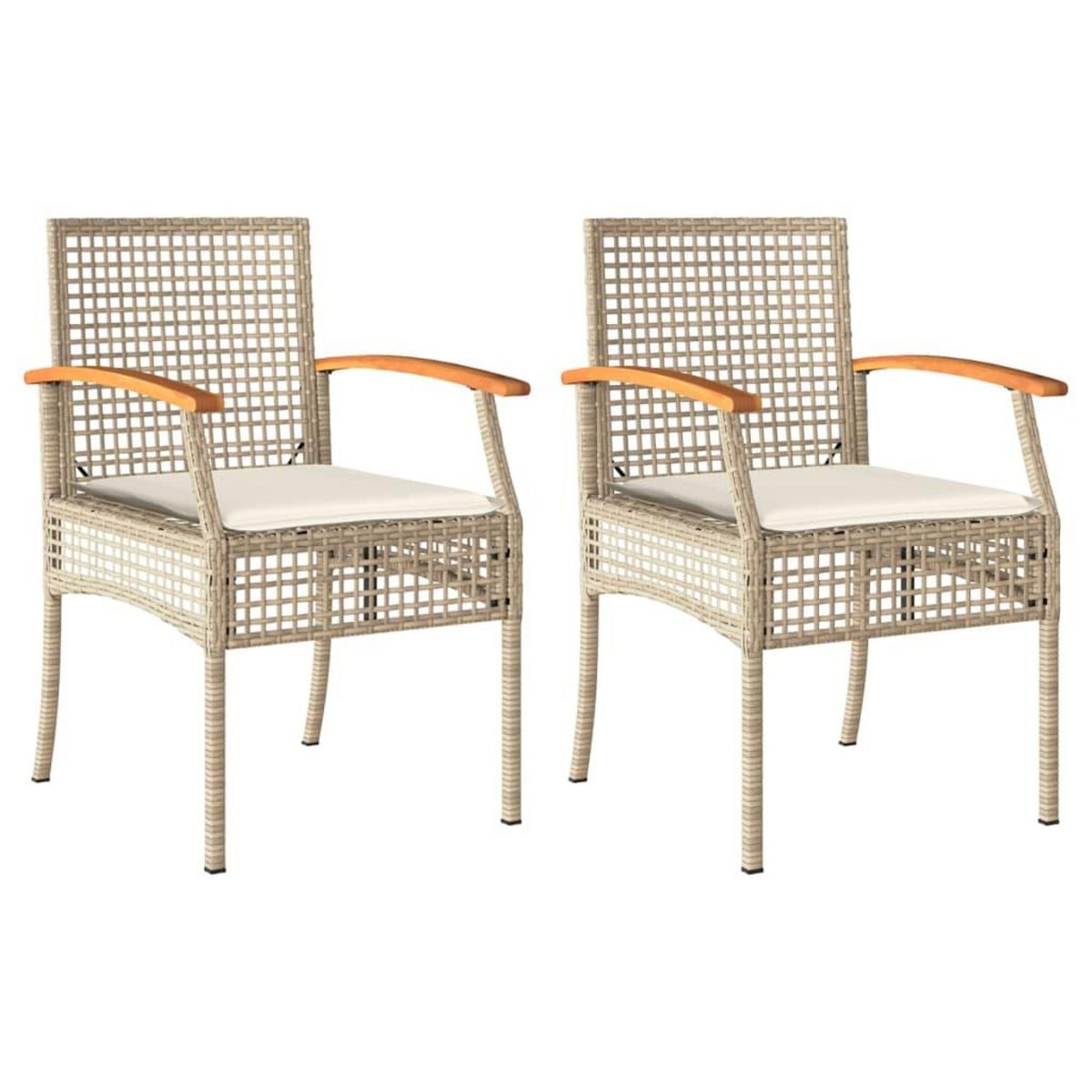 VIDAXL Chaises de jardin coussins lot de 2 beige resine tressee acacia