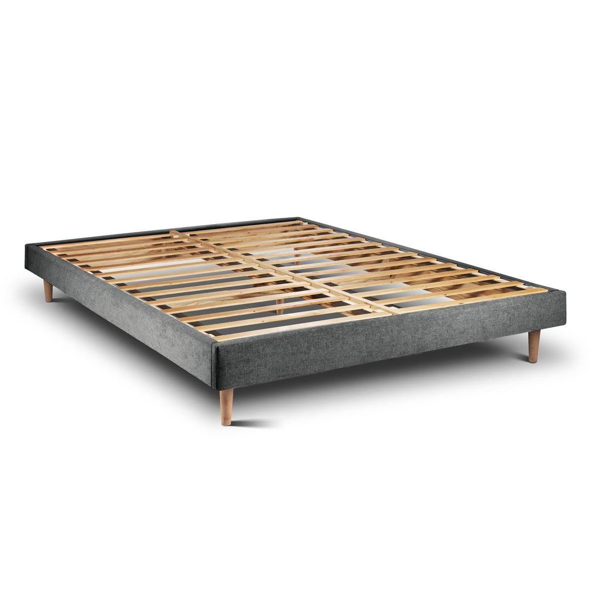 Sommeil de Plomb Lit avec tête de lit tapissier tissu et sommier kit - Hauteur totale : 29cm