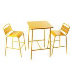 CONCEPT USINE Ensemble table de bar et 2 chaises hautes d'extérieur jaune BERGAME