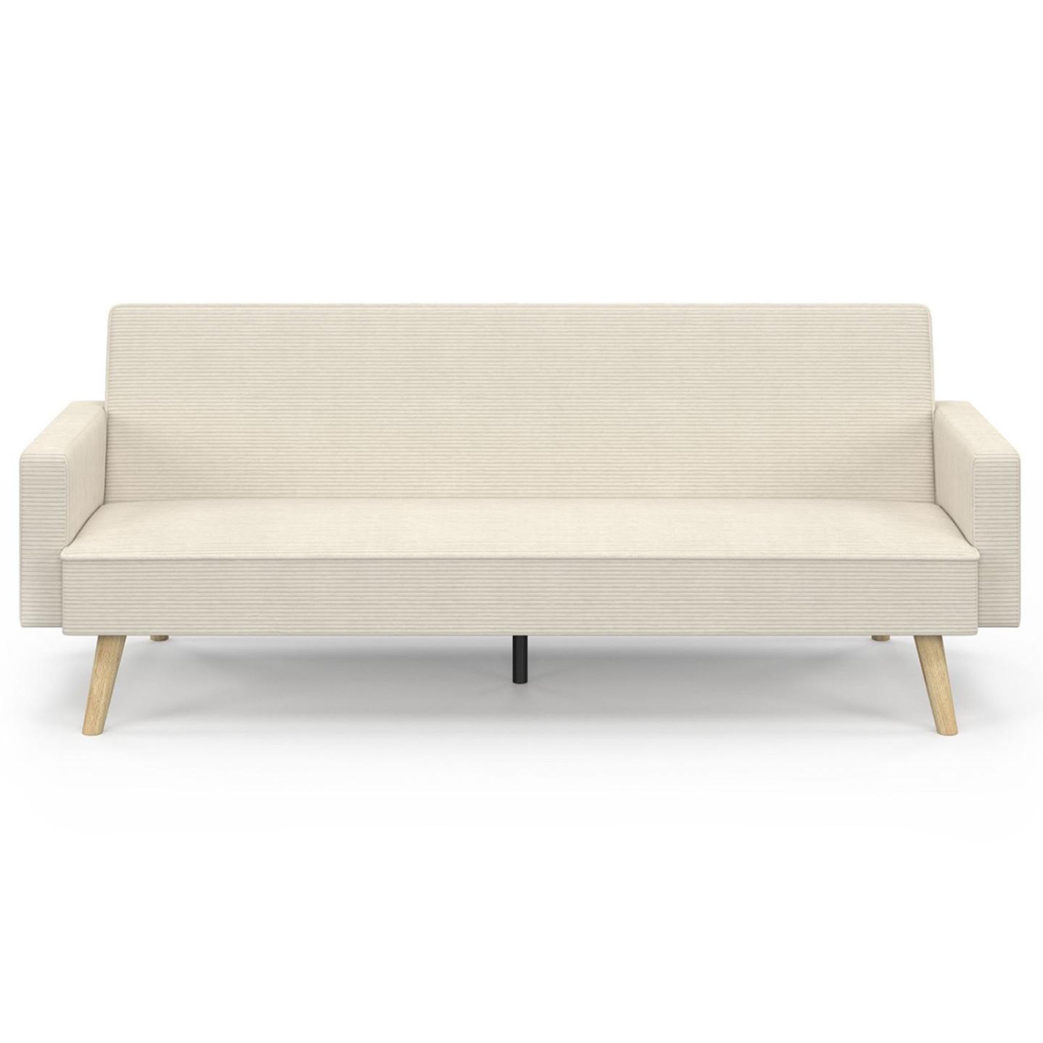 Voir la diapositive 4 : ID MARKET Canapé droit scandinave 3 places convertible lars en velours côtelé beige