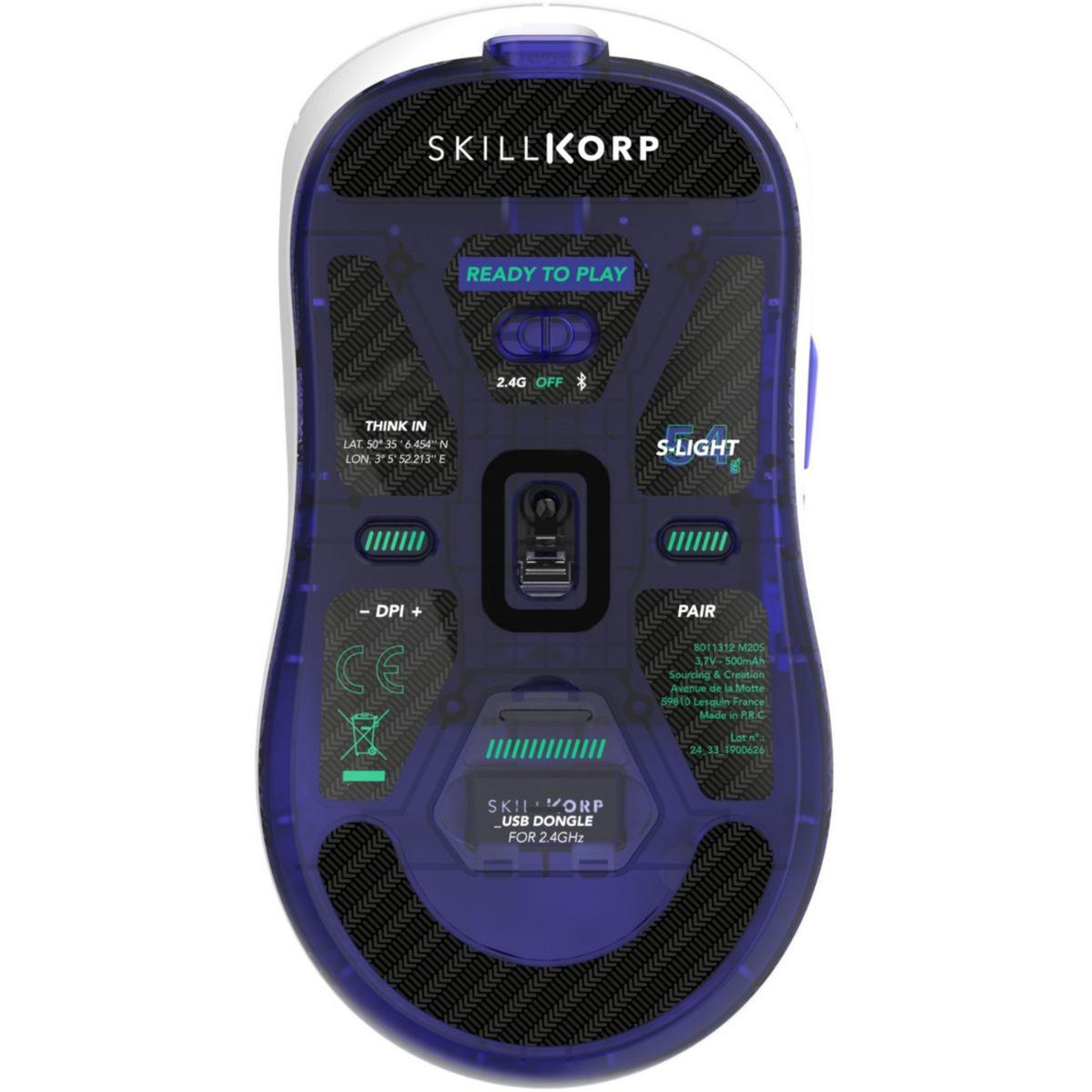 Voir la diapositive 2 : SKILLKORP Souris gamer sans fil m20 blanche ultimate 1k