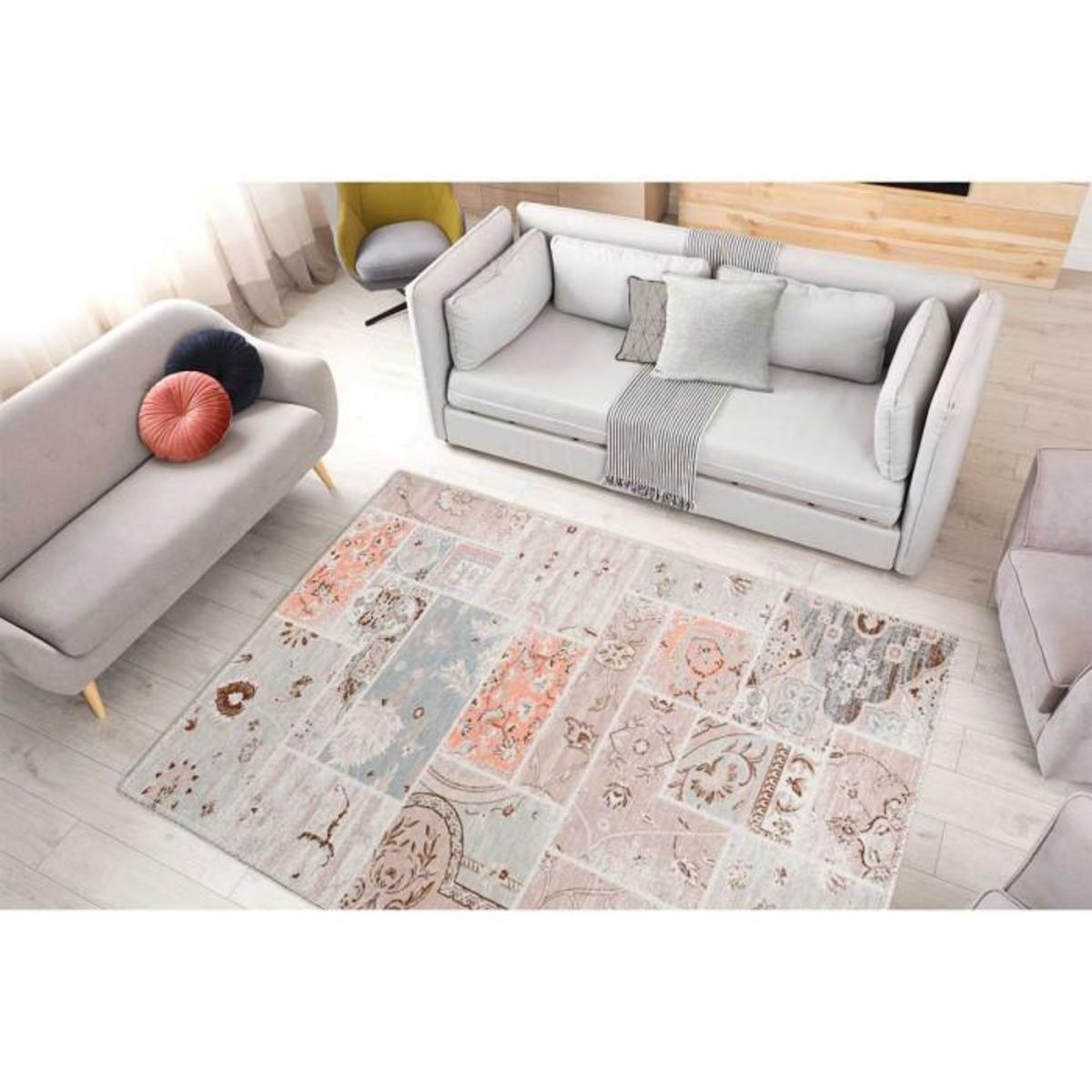 Paris Prix Tapis Tissé Imprimé Vintage  Peron II  Multicolore