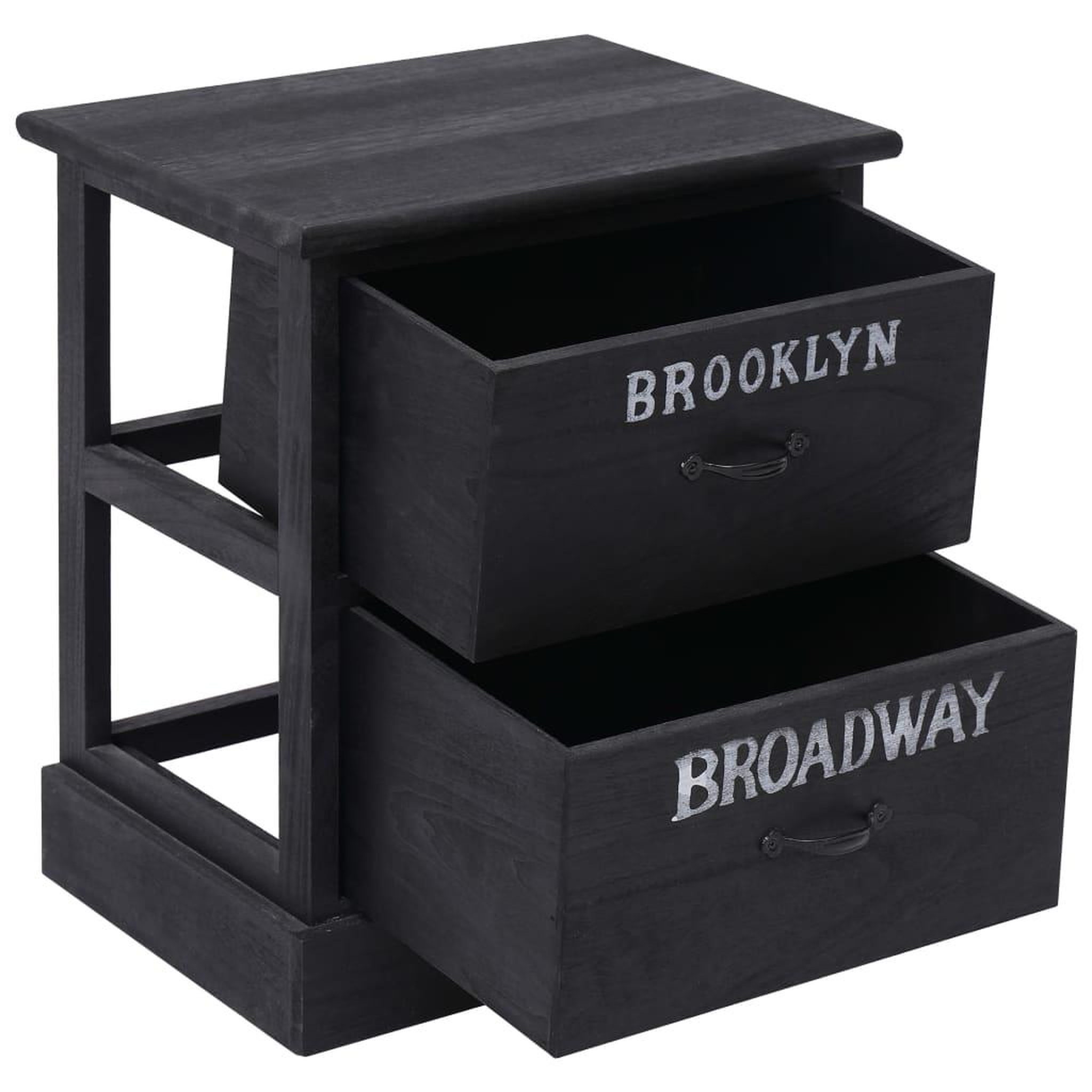Voir la diapositive 4 : VIDAXL 2 pcs Tables de chevet Noir 38x28x45 cm Bois de Paulownia
