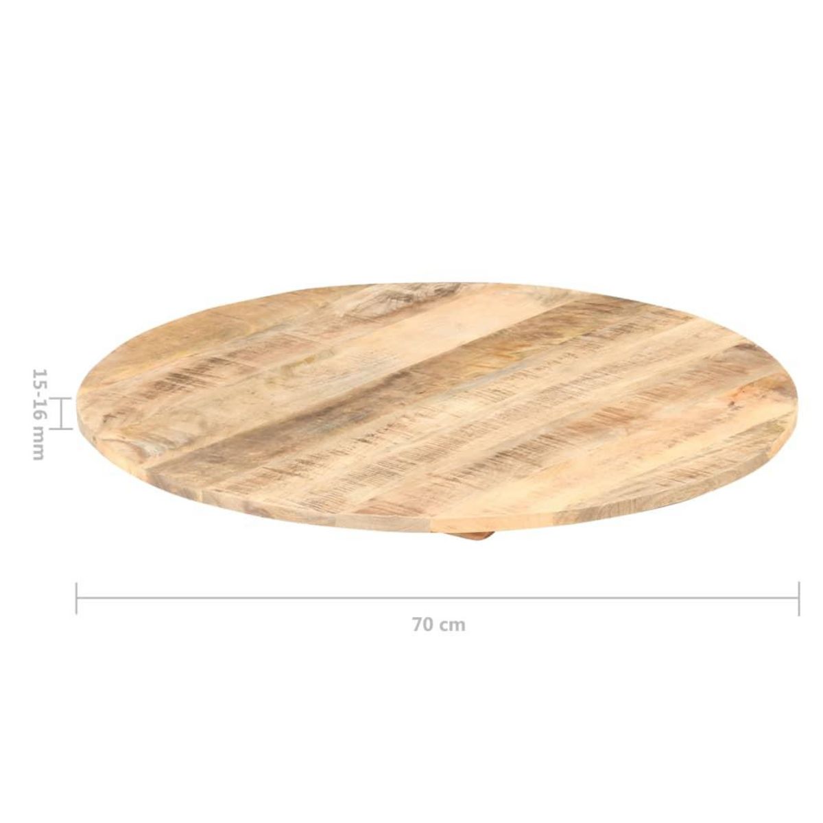 VIDAXL Dessus de table Bois de manguier solide Rond 15-16 mm 70 cm